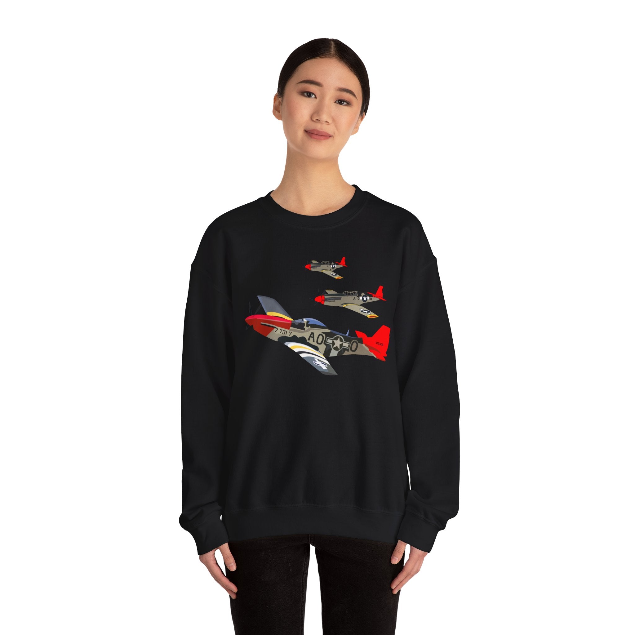 Crewneck Sweatshirt - Army - AAC - 332nd Fighter Group - 12th AF - Red Tails wo Txt