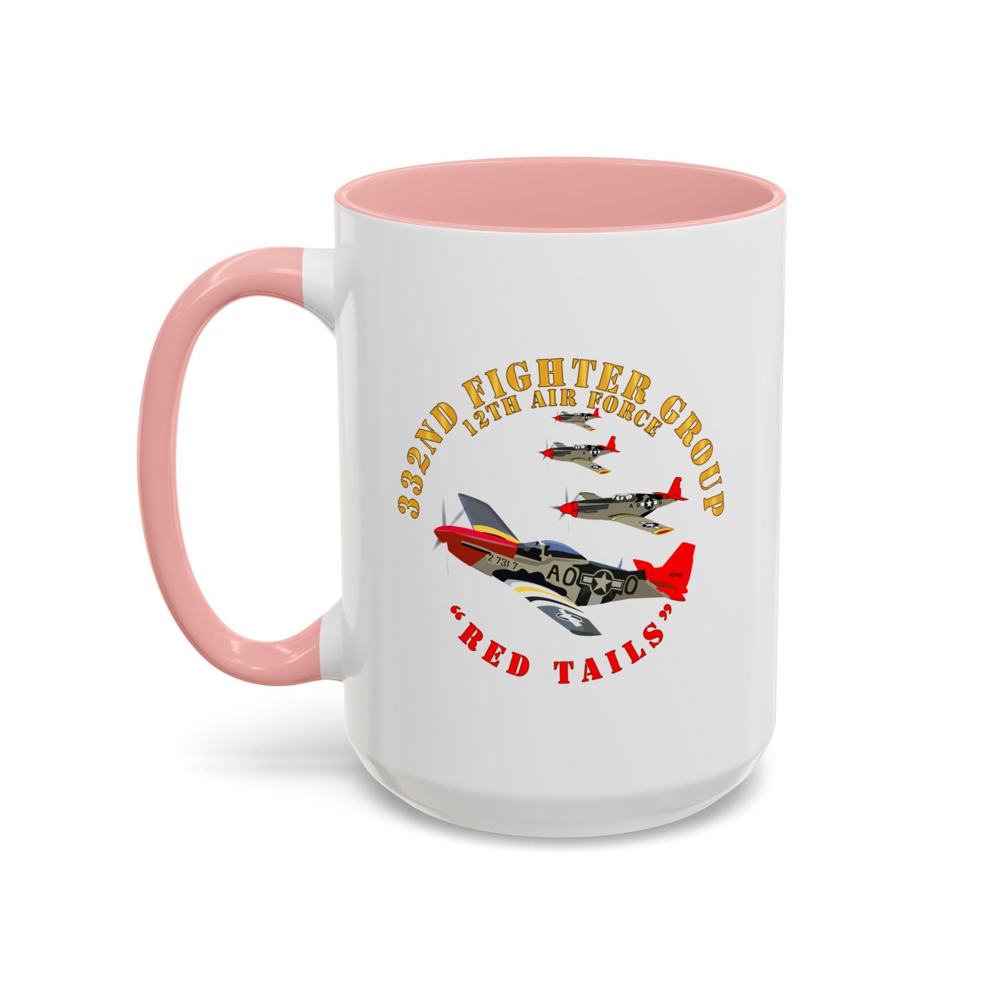 Accent Coffee Mug - Army - AAC - 332nd Fighter Group - 12th AF - Red Tails v1