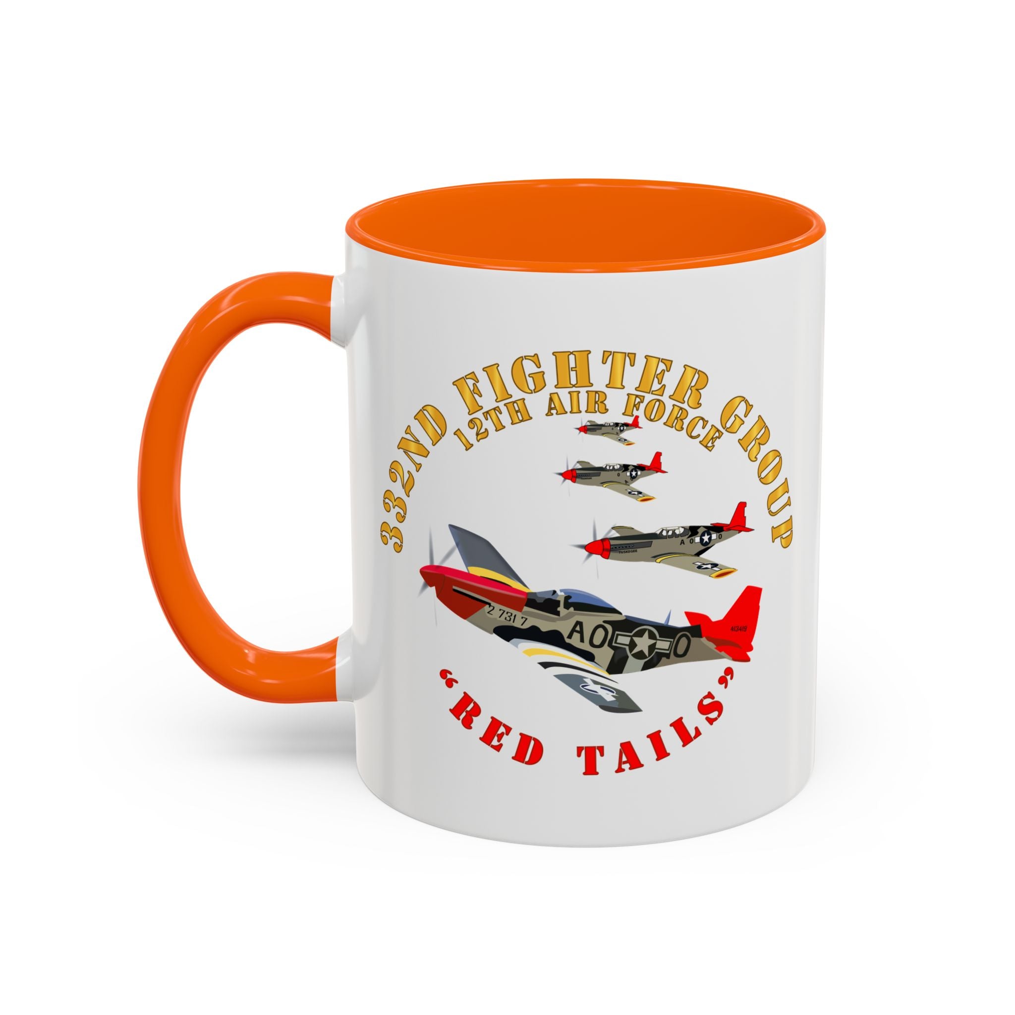 Accent Coffee Mug - Army - AAC - 332nd Fighter Group - 12th AF - Red Tails v1