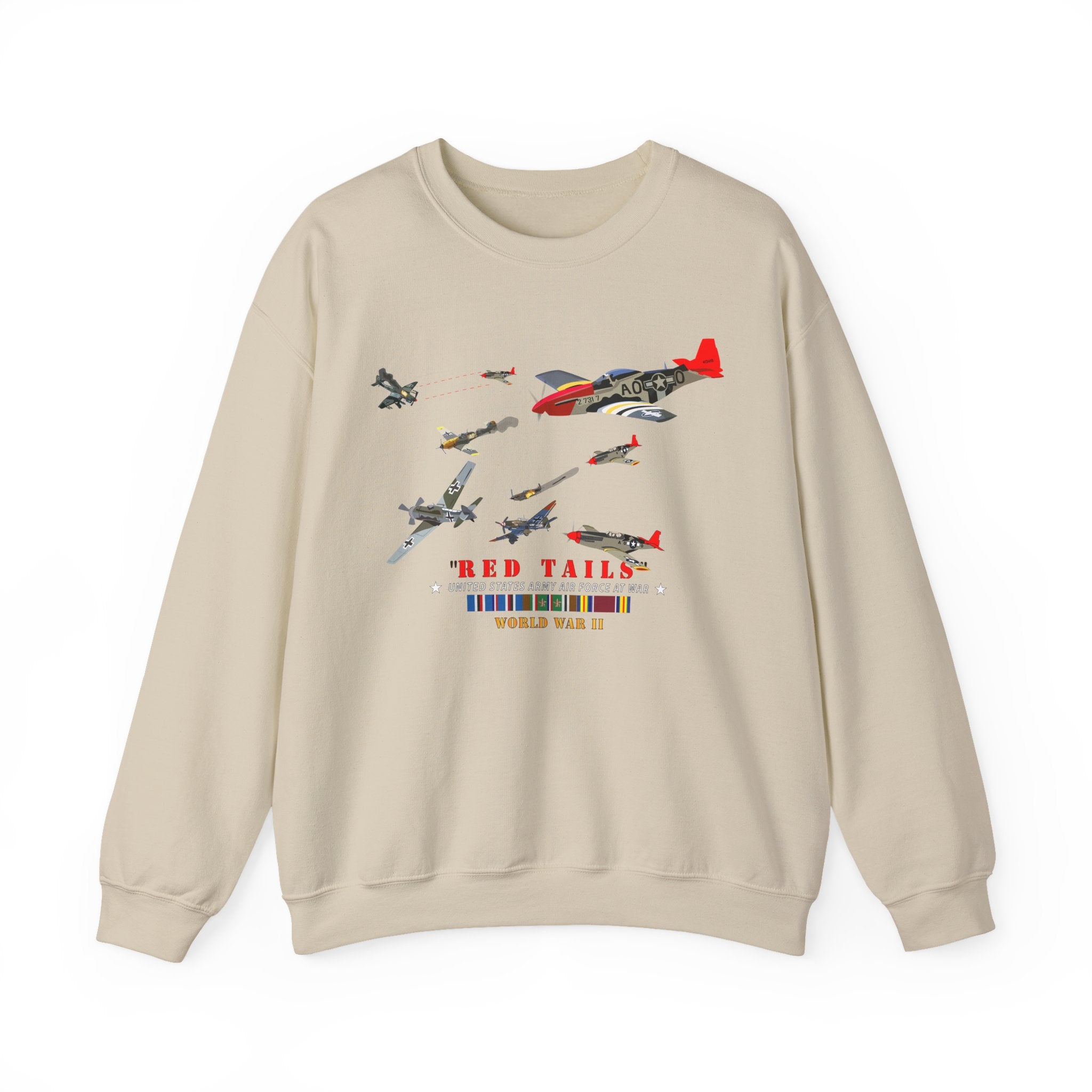 Crewneck Sweatshirt - Army - AAC - 332nd Fighter Group - Red Tails - At War