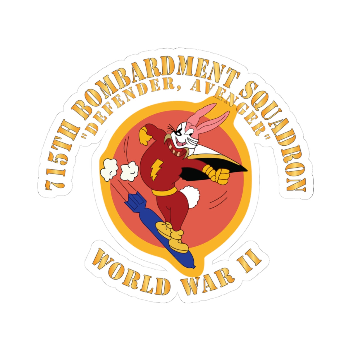 Kiss-Cut Stickers - ACC - 715th  Bombardment Squadron - Defender, Avenger - World War II X 300
