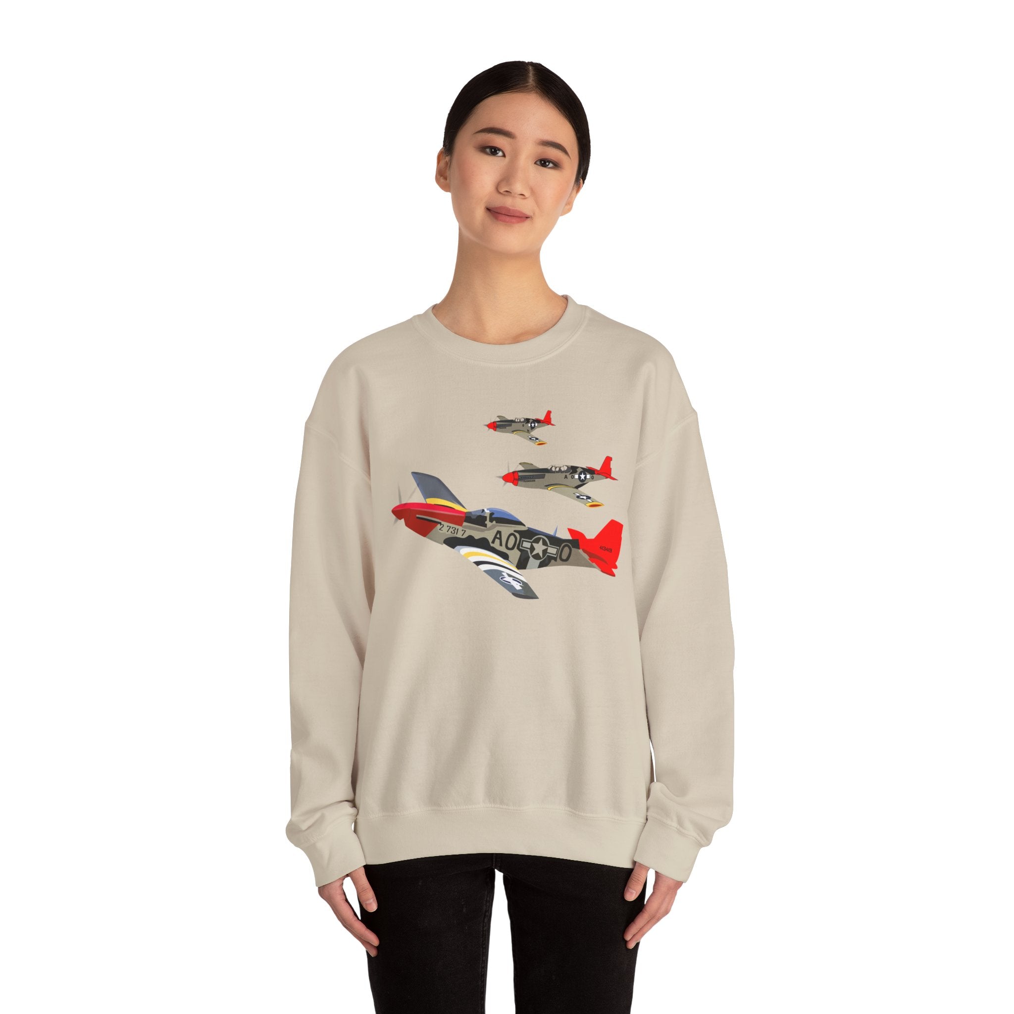 Crewneck Sweatshirt - Army - AAC - 332nd Fighter Group - 12th AF - Red Tails wo Txt