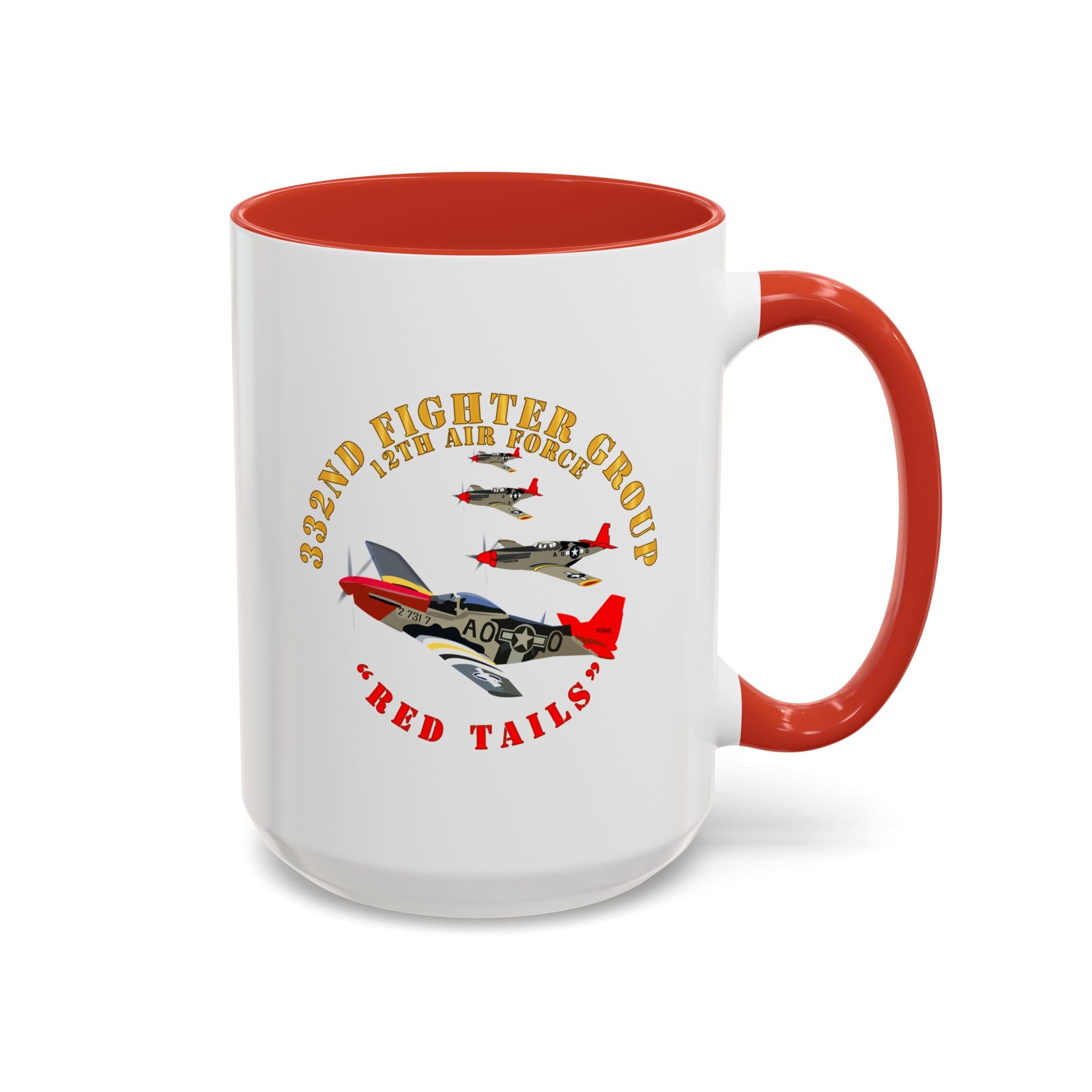 Accent Coffee Mug - Army - AAC - 332nd Fighter Group - 12th AF - Red Tails v1