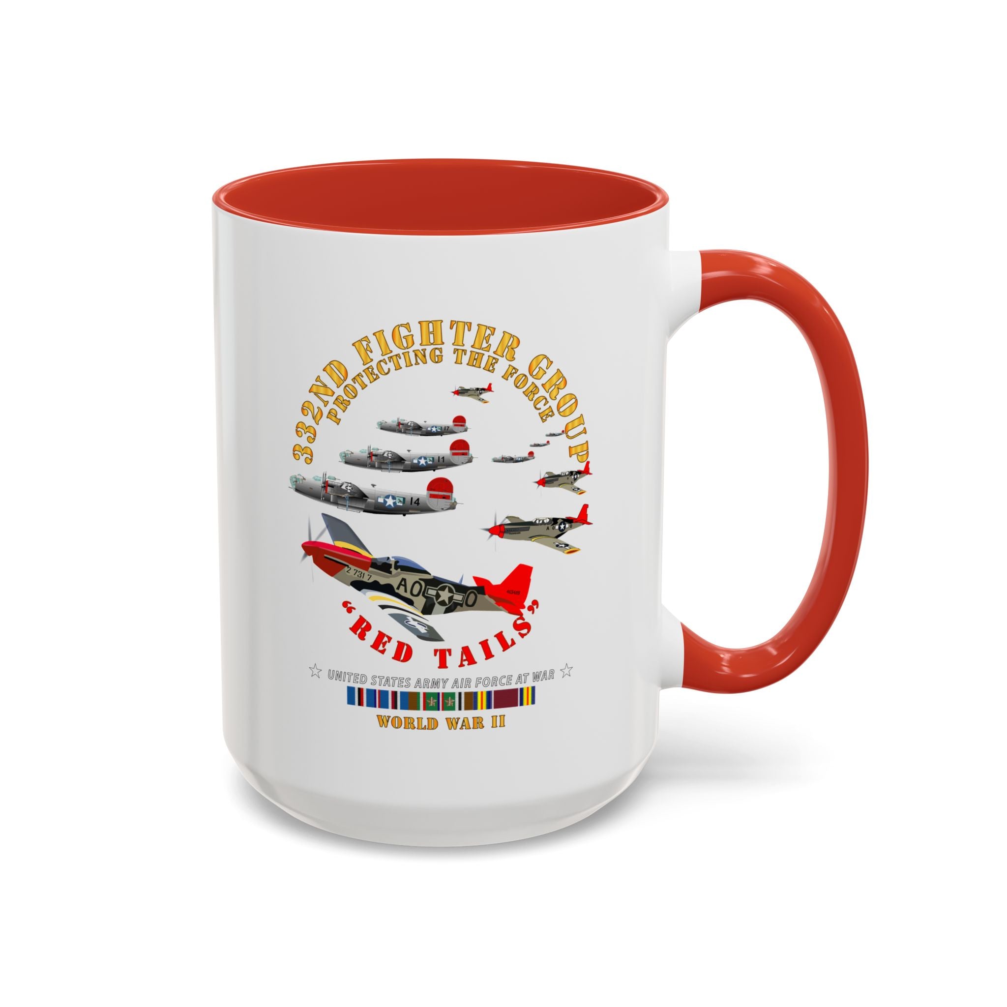 Accent Coffee Mug - Army - AAC - 332nd Fighter Group - Red Tails - Protect Force