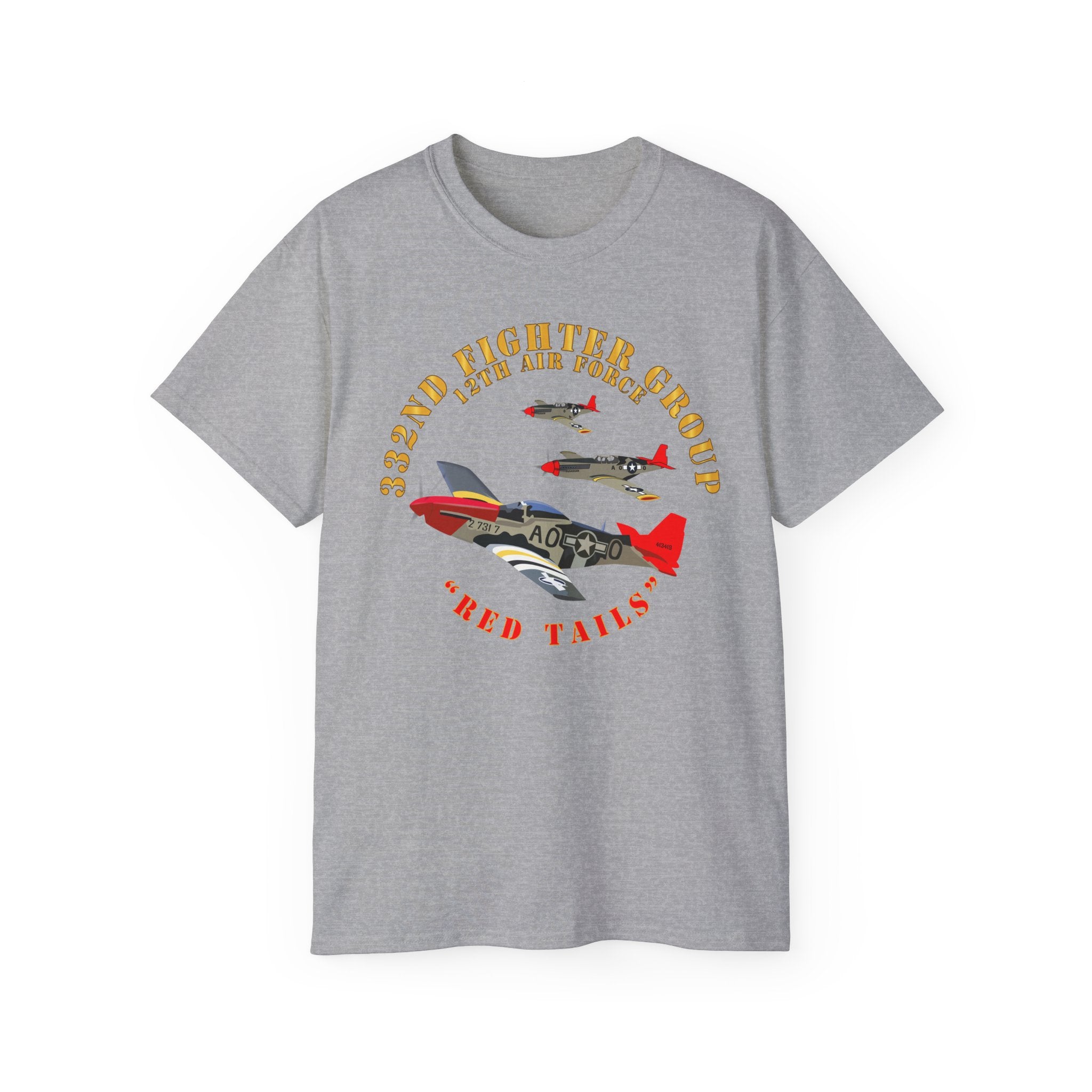Unisex Ultra Cotton Tee - Army - AAC - 332nd Fighter Group - 12th AF - Red Tails