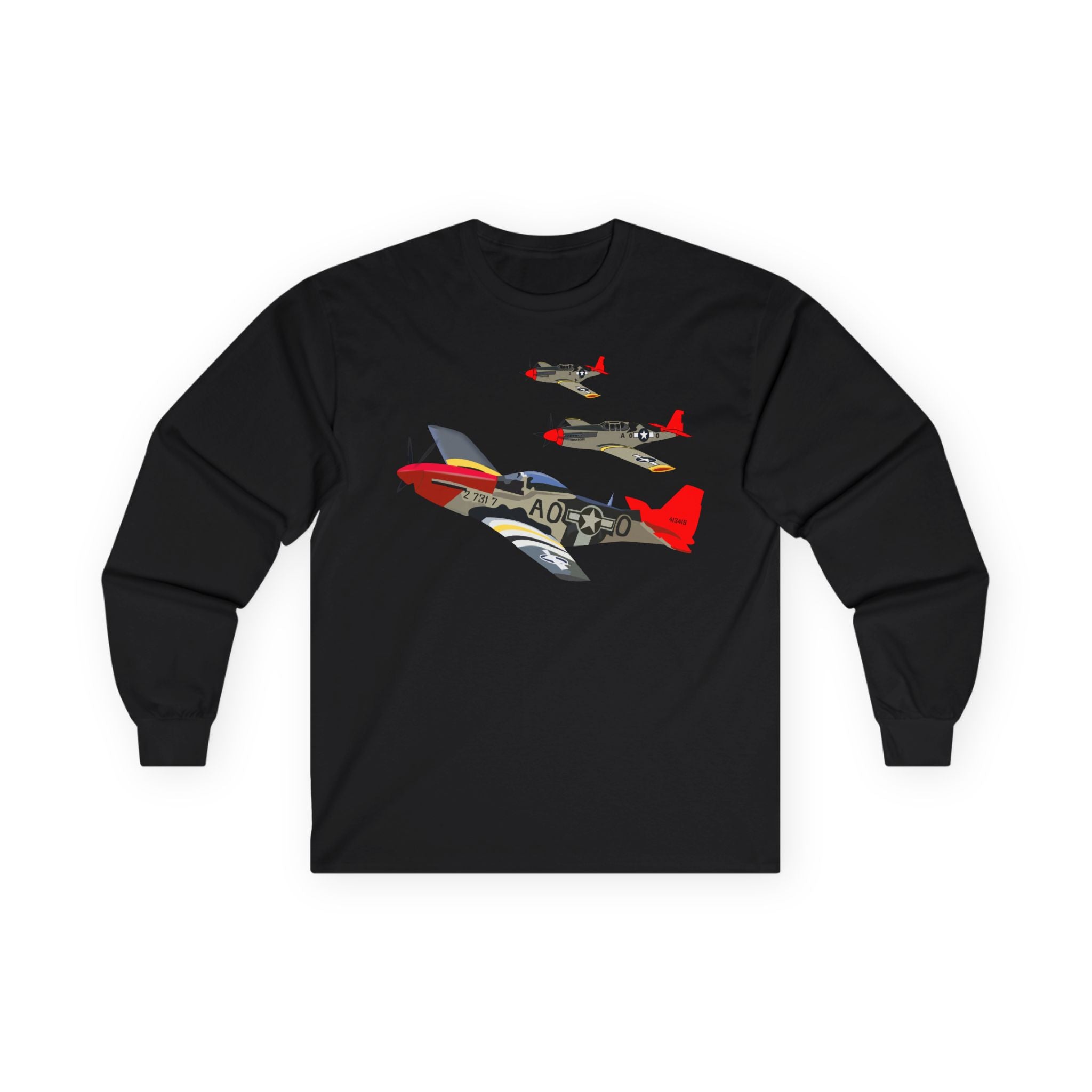 Unisex Long Sleeve Tee - Army - AAC - 332nd Fighter Group - 12th AF - Red Tails wo Txt