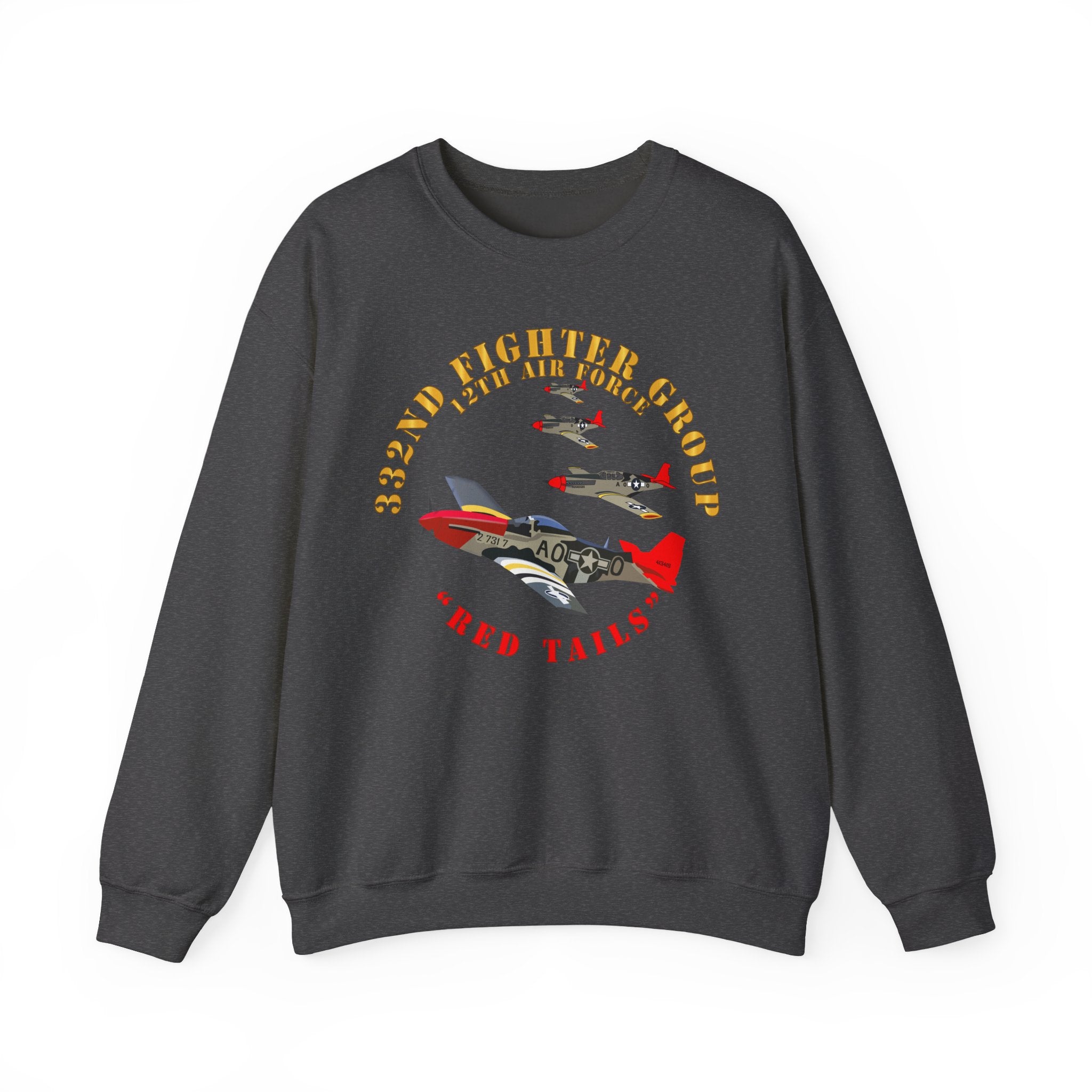 Crewneck Sweatshirt - Army - AAC - 332nd Fighter Group - 12th AF - Red Tails v1