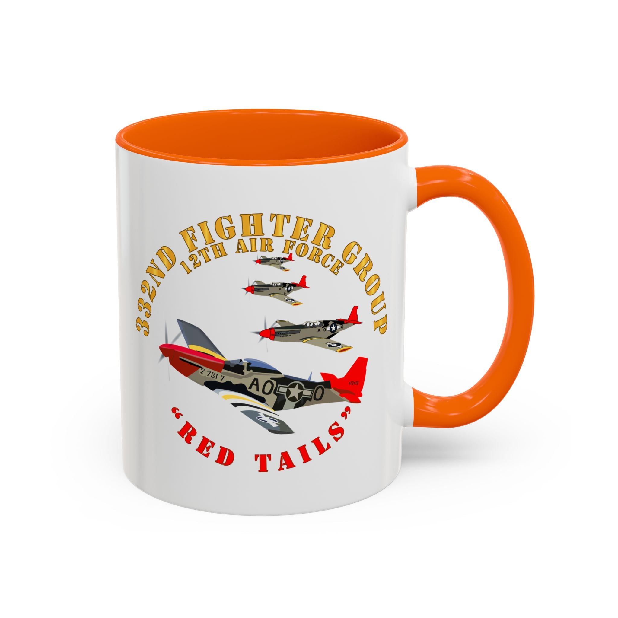 Accent Coffee Mug - Army - AAC - 332nd Fighter Group - 12th AF - Red Tails v1