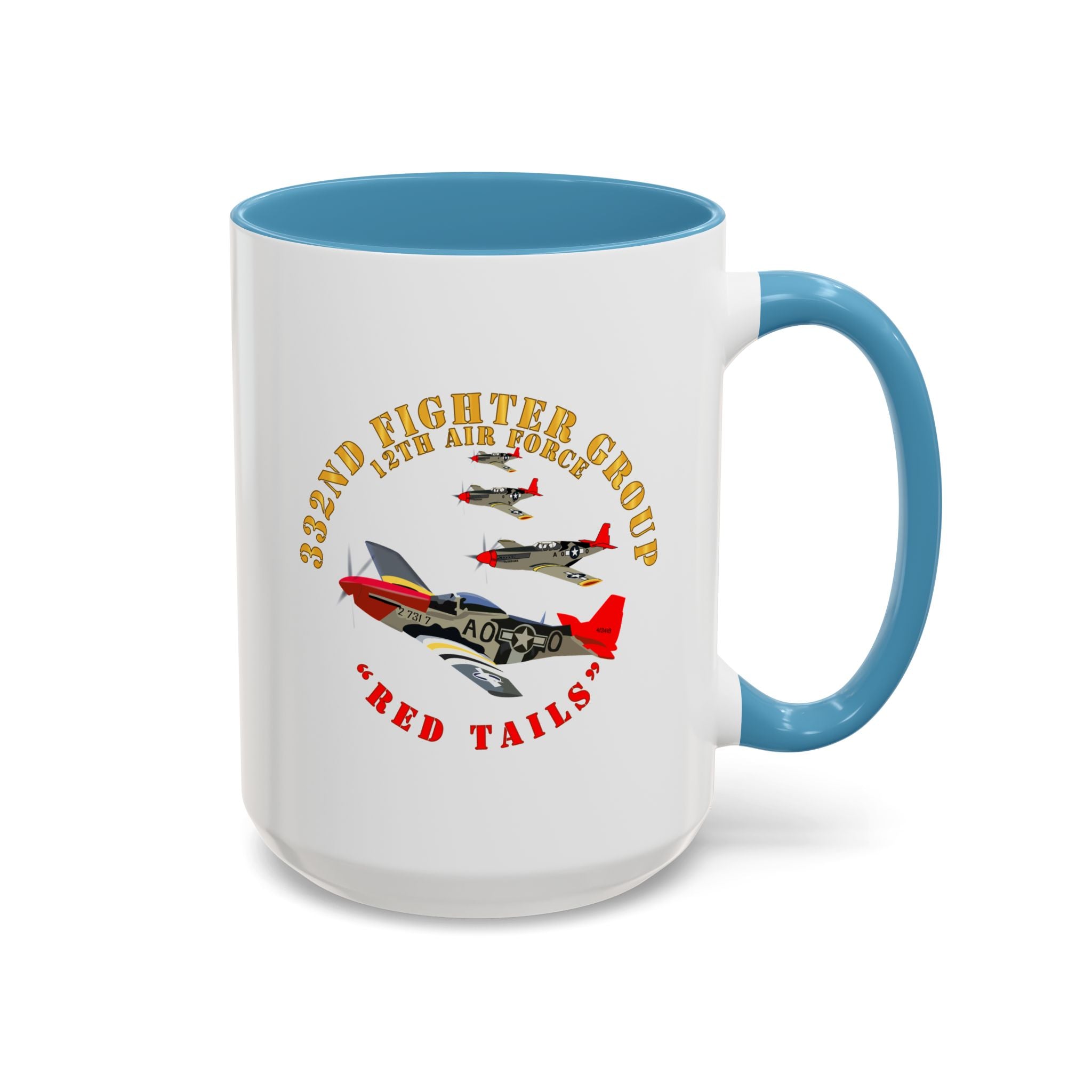 Accent Coffee Mug - Army - AAC - 332nd Fighter Group - 12th AF - Red Tails v1