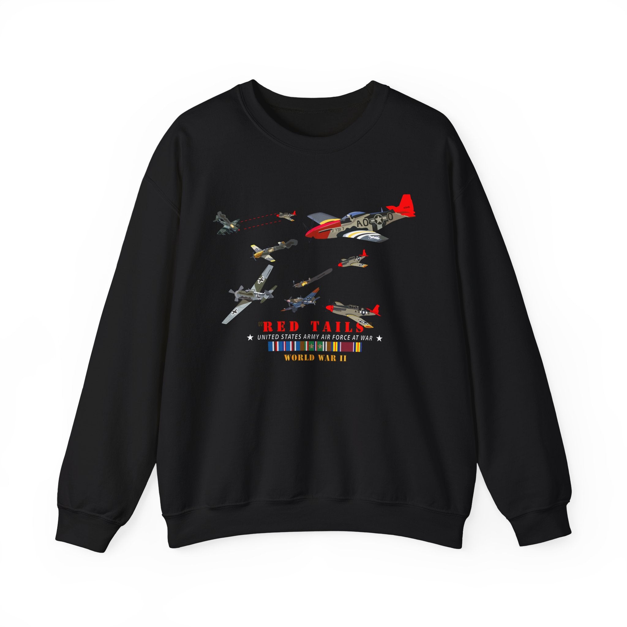 Crewneck Sweatshirt - Army - AAC - 332nd Fighter Group - Red Tails - At War