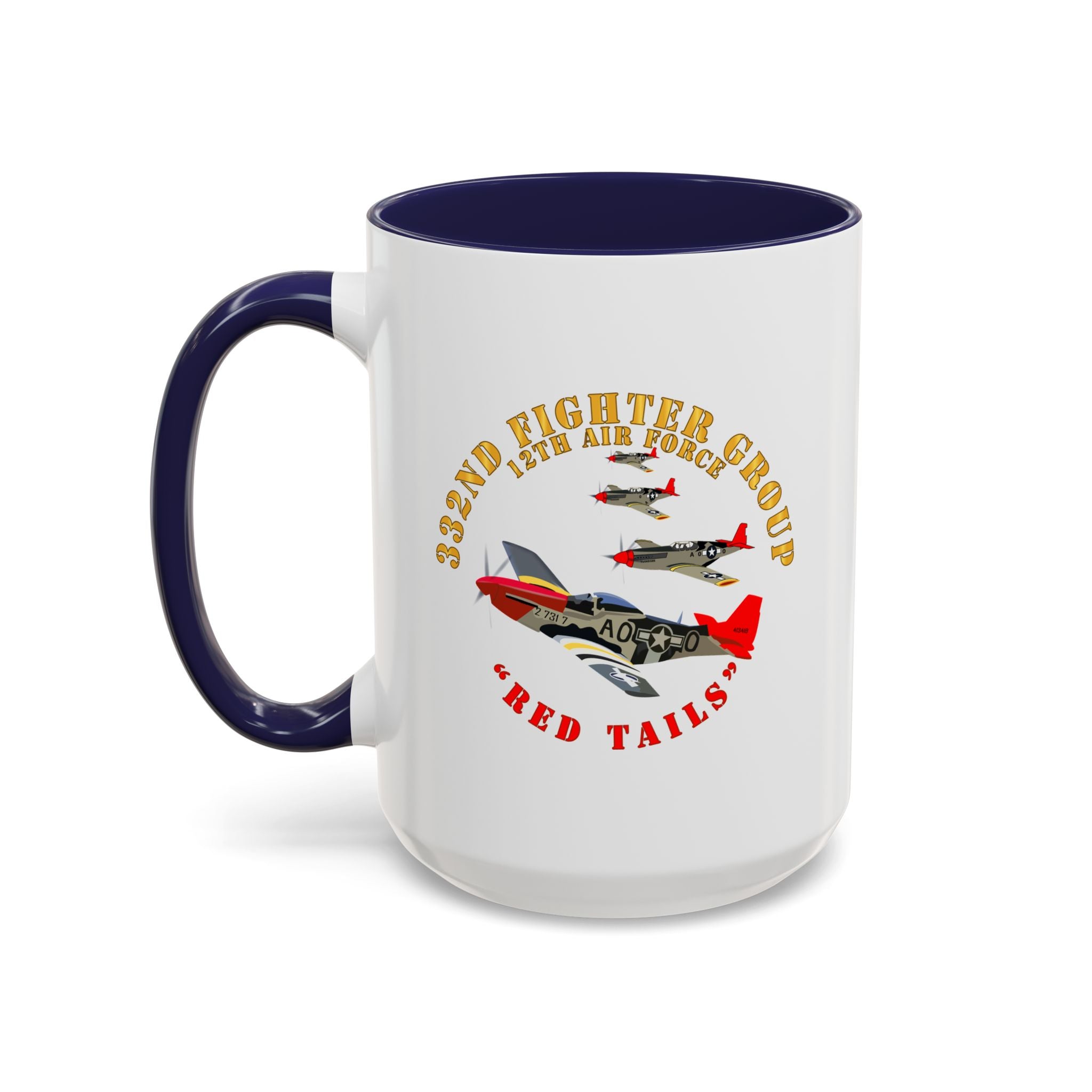 Accent Coffee Mug - Army - AAC - 332nd Fighter Group - 12th AF - Red Tails v1