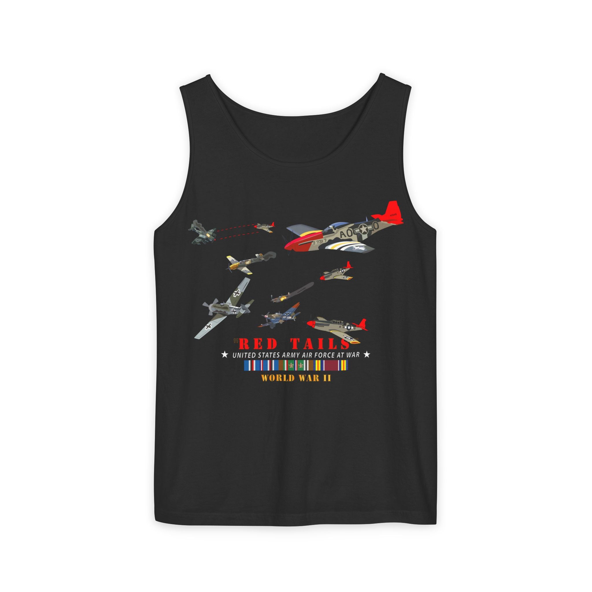 Unisex Garment-Dyed Tank Top - Army - AAC - 332nd Fighter Group - Red Tails - At War
