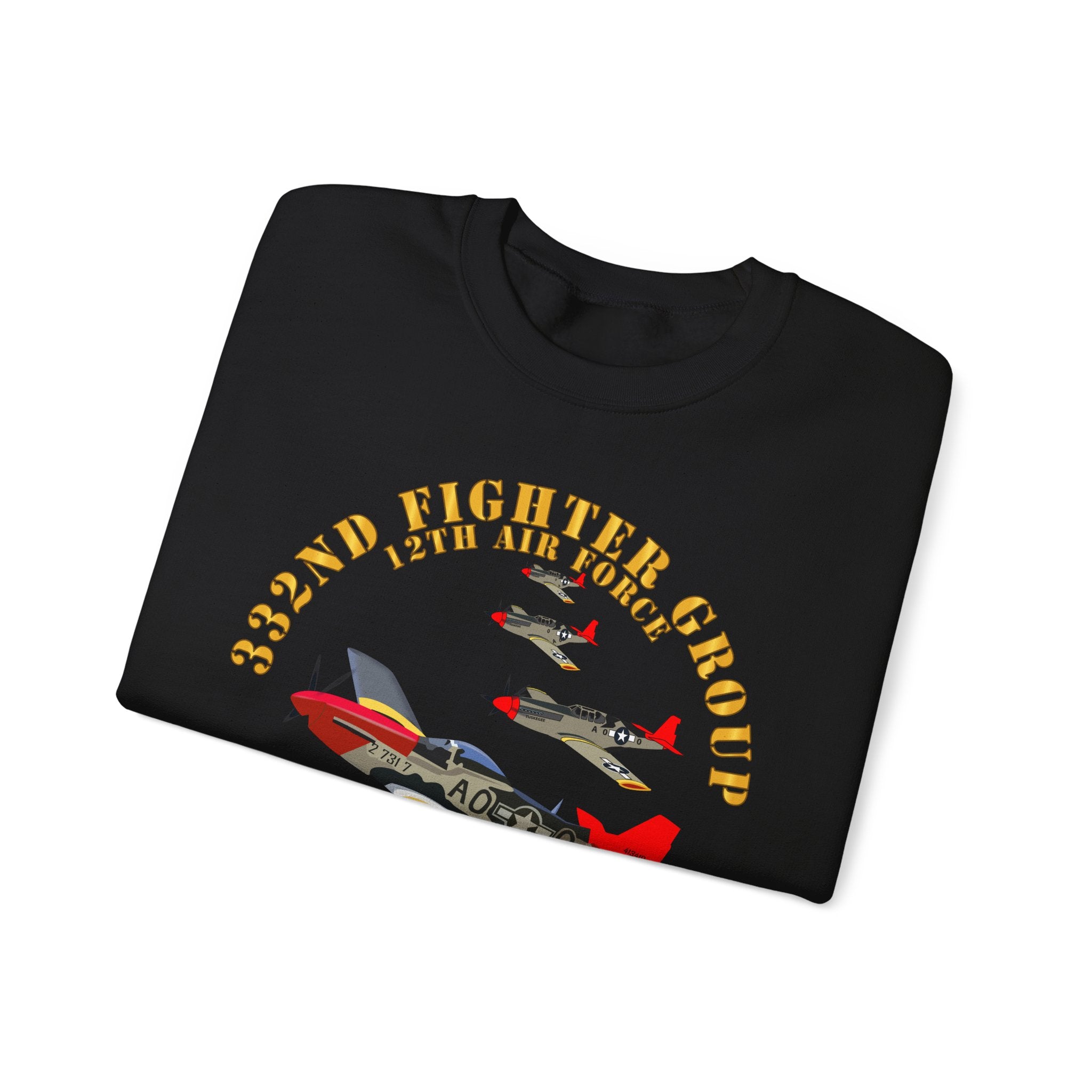 Crewneck Sweatshirt - Army - AAC - 332nd Fighter Group - 12th AF - Red Tails v1