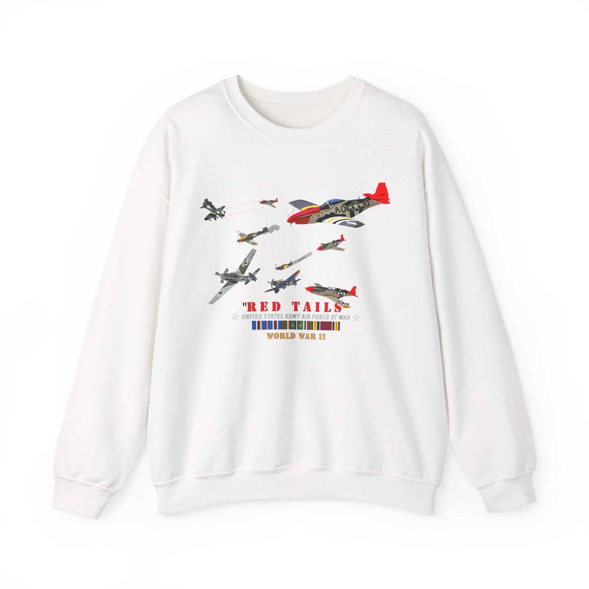 Crewneck Sweatshirt - Army - AAC - 332nd Fighter Group - Red Tails - At War