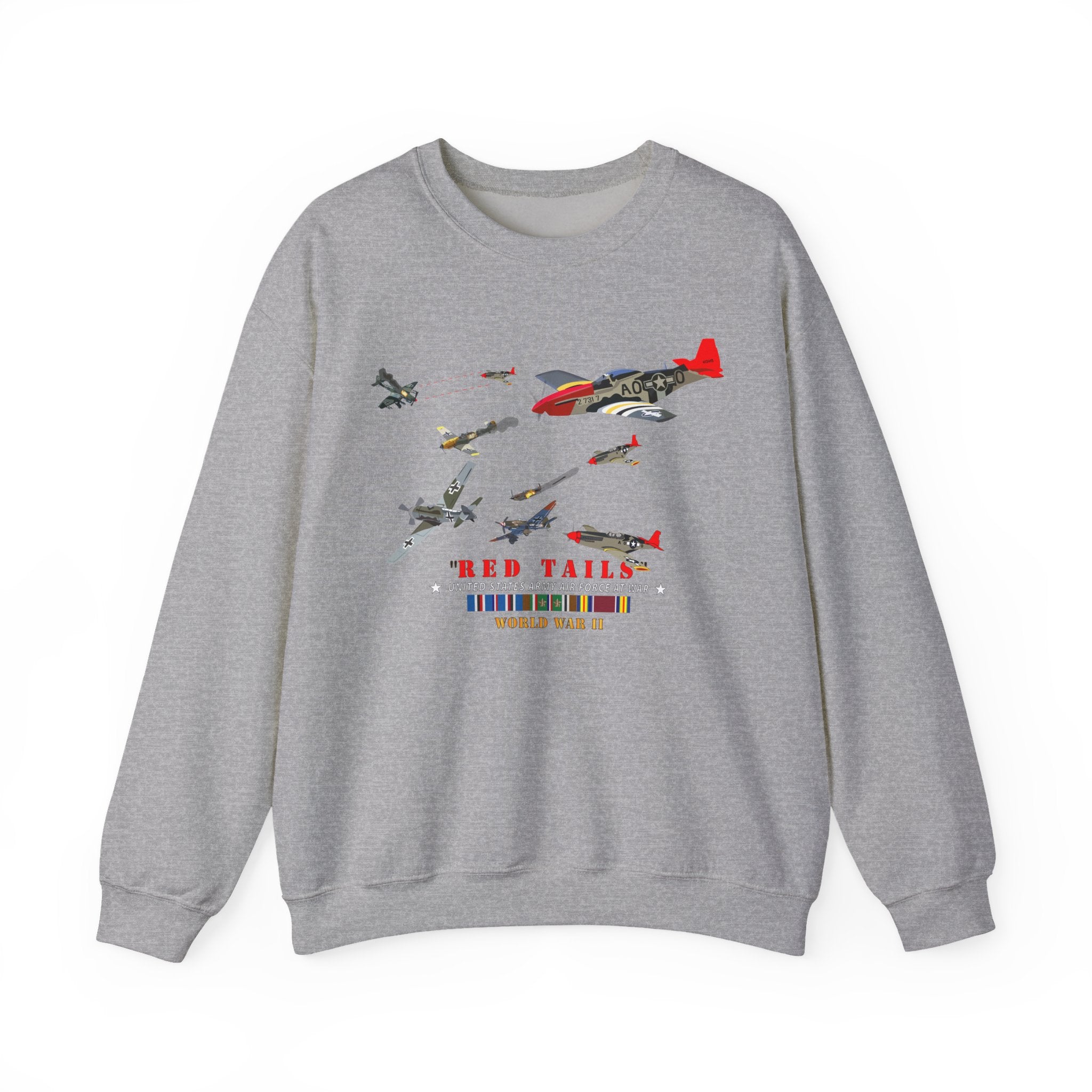 Crewneck Sweatshirt - Army - AAC - 332nd Fighter Group - Red Tails - At War