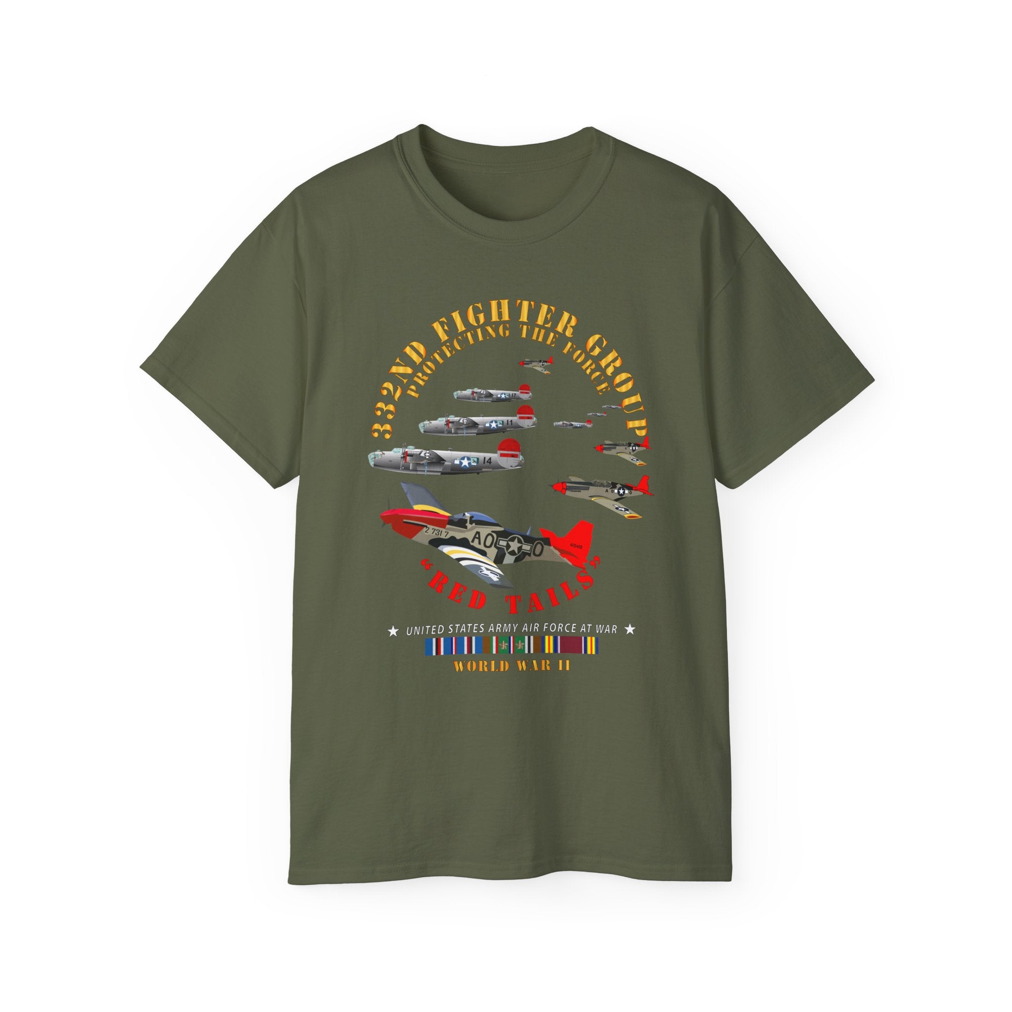 Unisex Ultra Cotton Tee - Army - AAC - 332nd Fighter Group - Red Tails - Protect Force