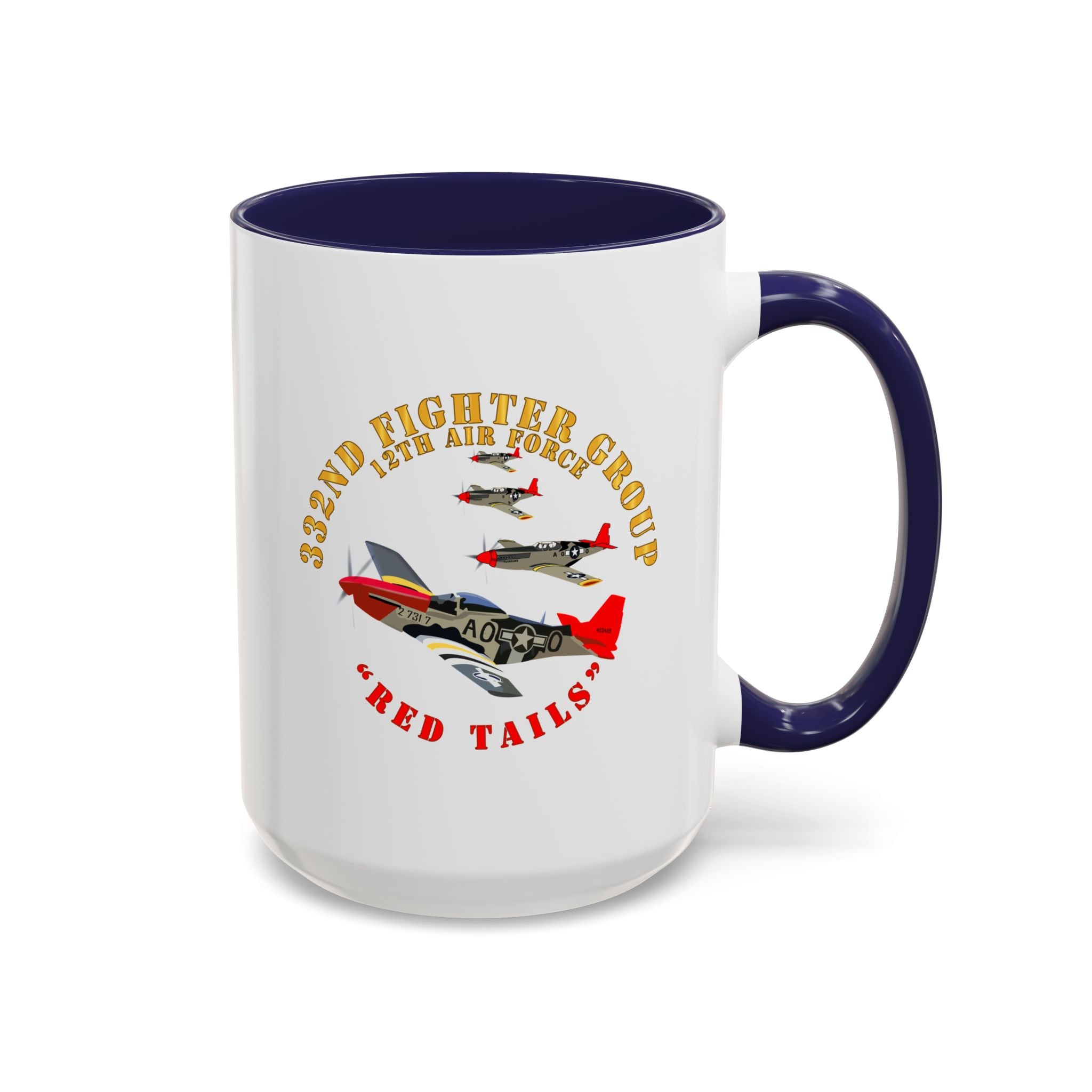 Accent Coffee Mug - Army - AAC - 332nd Fighter Group - 12th AF - Red Tails v1