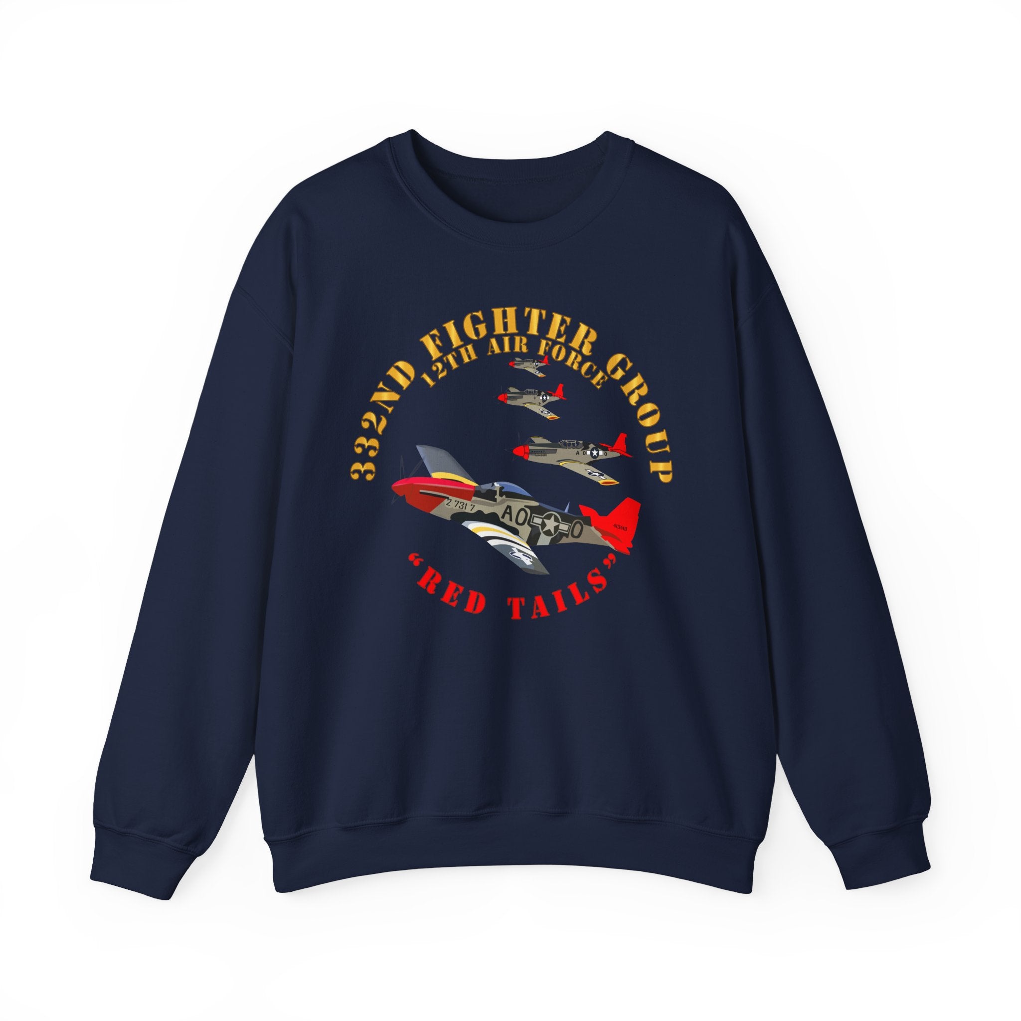 Crewneck Sweatshirt - Army - AAC - 332nd Fighter Group - 12th AF - Red Tails v1