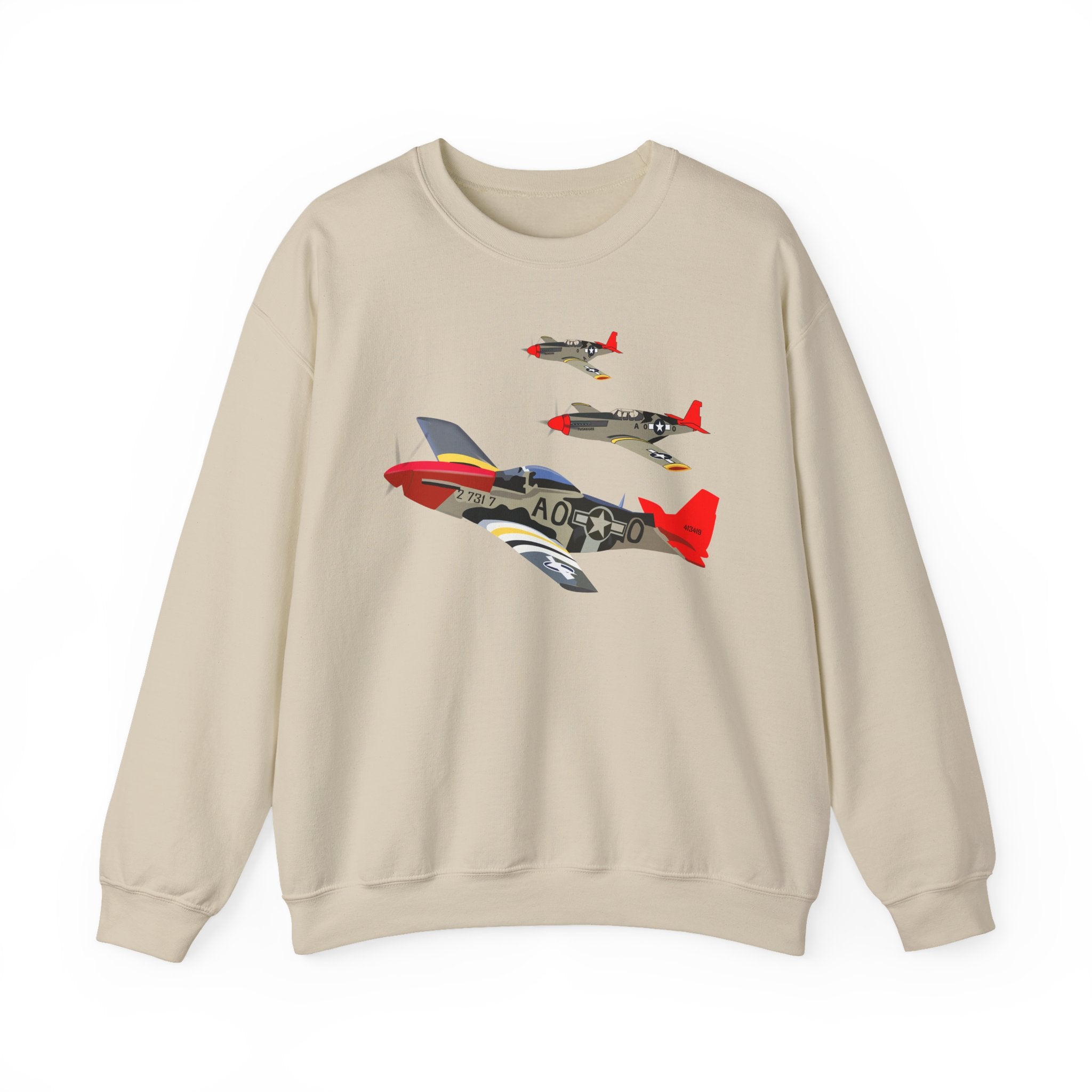 Crewneck Sweatshirt - Army - AAC - 332nd Fighter Group - 12th AF - Red Tails wo Txt