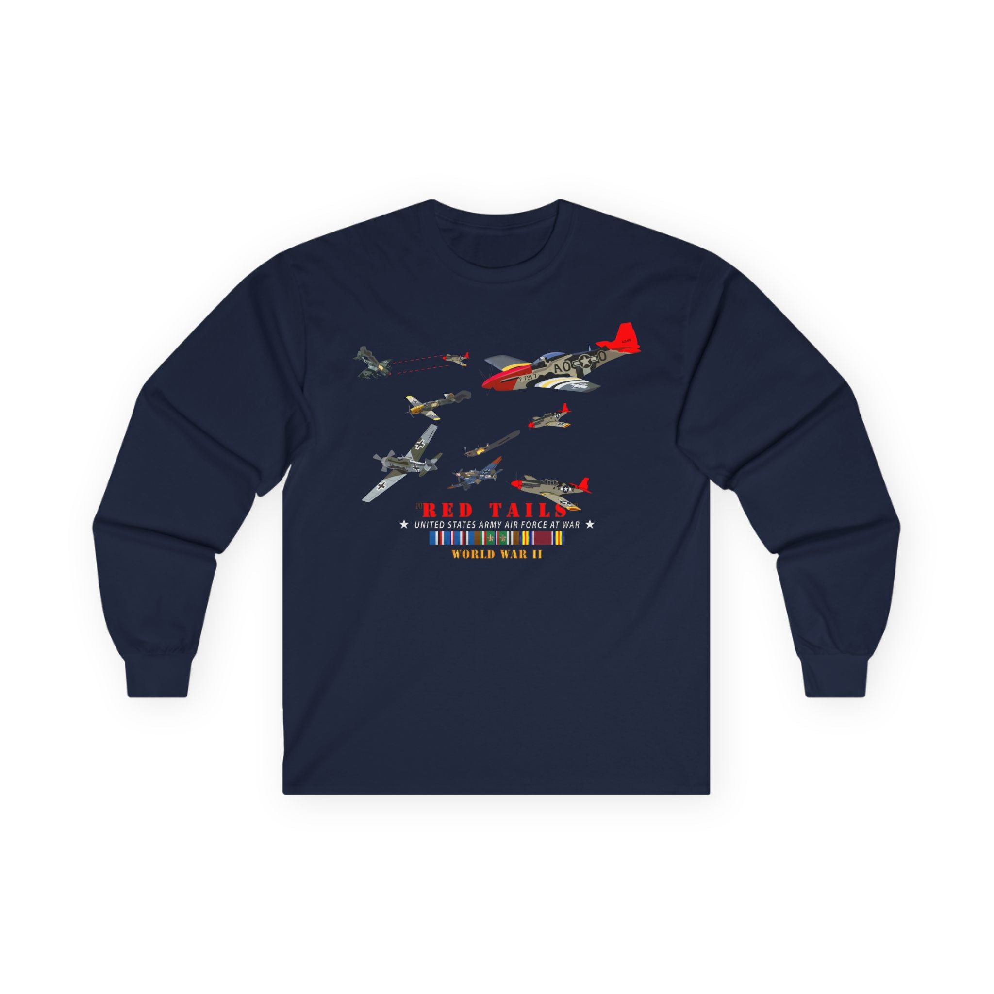 Unisex Long Sleeve Tee - Army - AAC - 332nd Fighter Group - Red Tails - At War