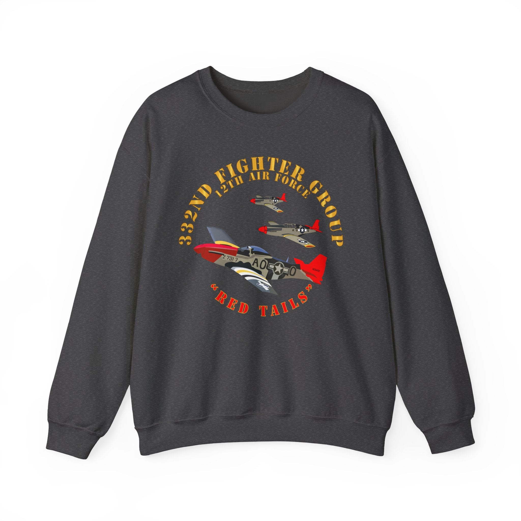Crewneck Sweatshirt - Army - AAC - 332nd Fighter Group - 12th AF - Red Tails