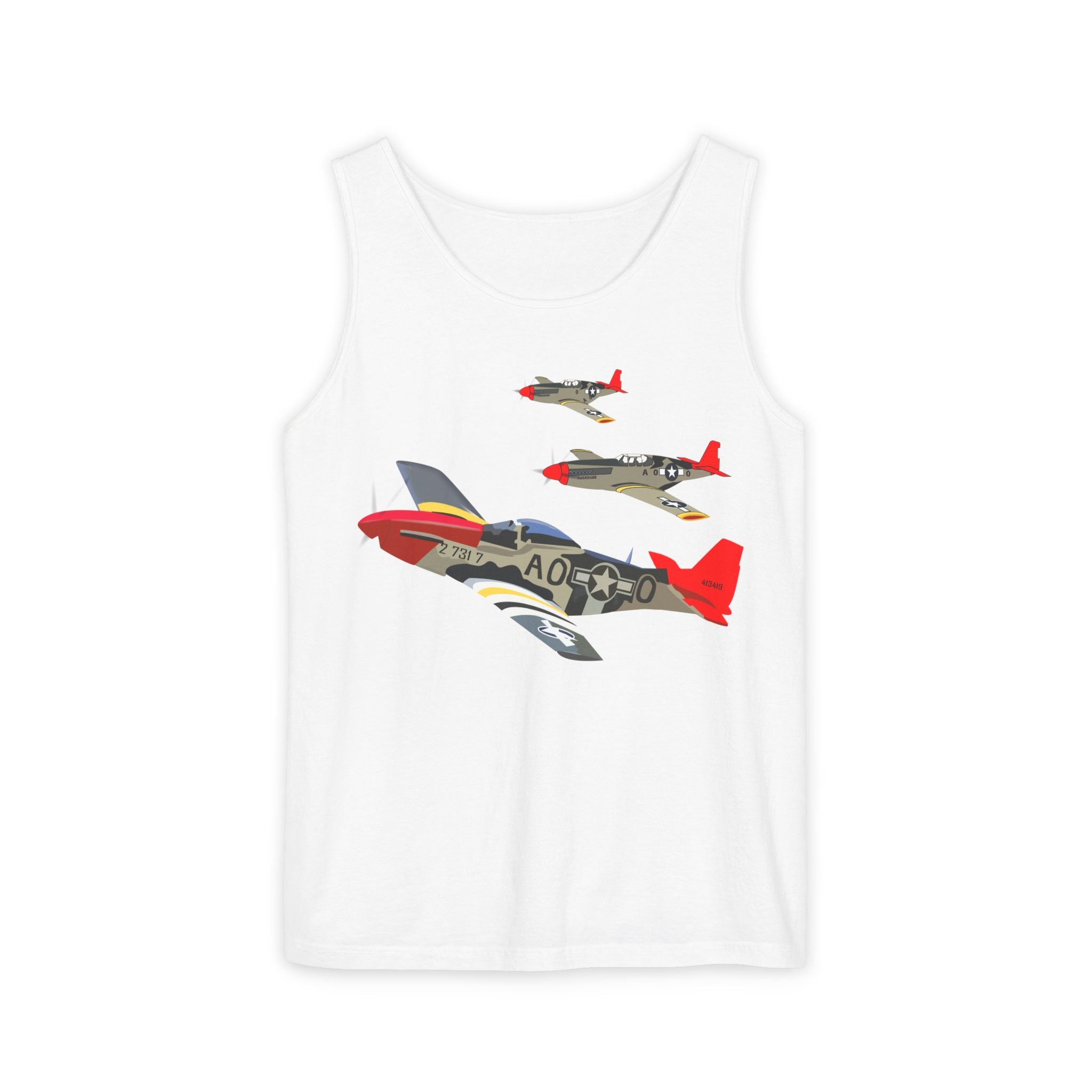 Unisex Garment-Dyed Tank Top - Army - AAC - 332nd Fighter Group - 12th AF - Red Tails wo Txt