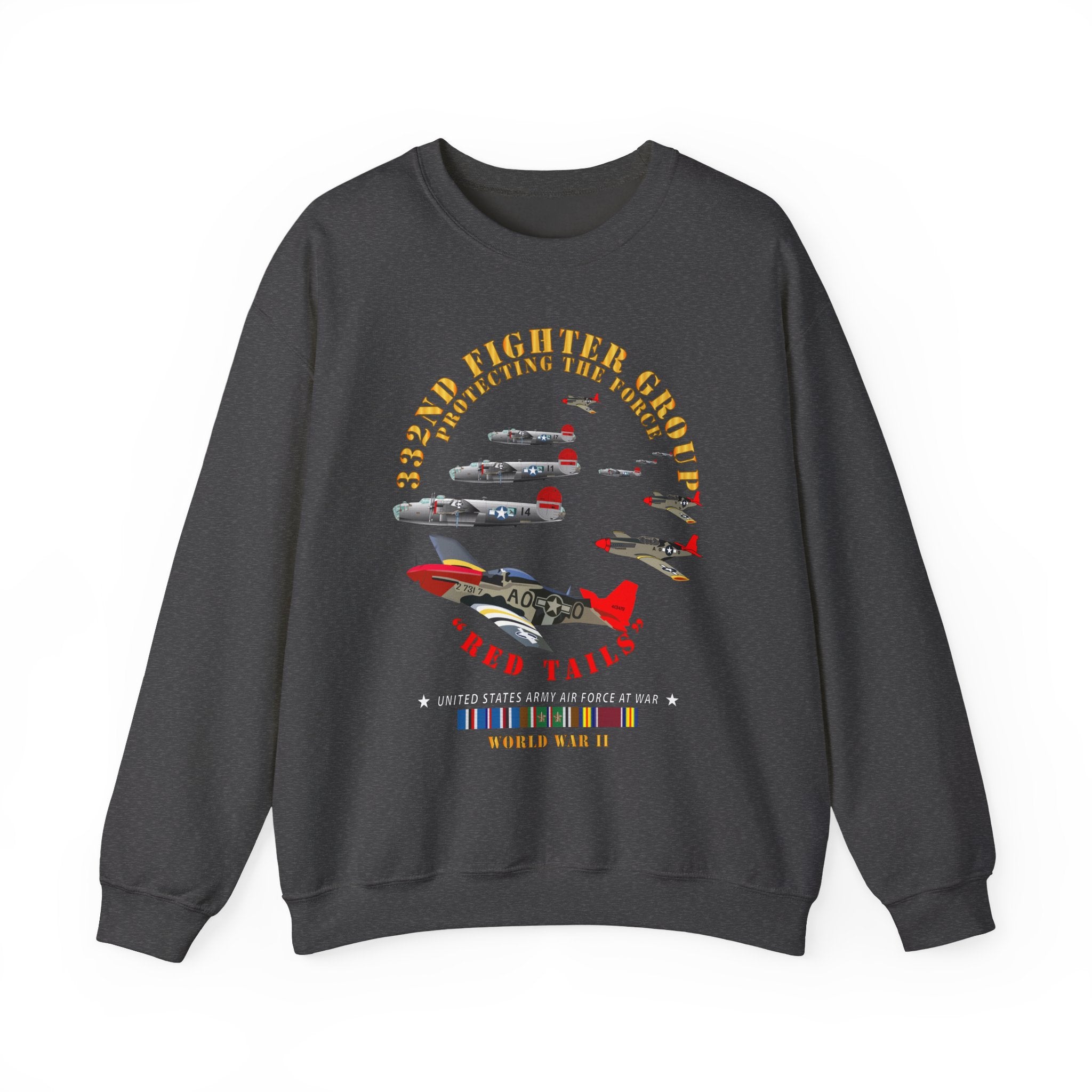 Crewneck Sweatshirt - Army - AAC - 332nd Fighter Group - Red Tails - Protect Force