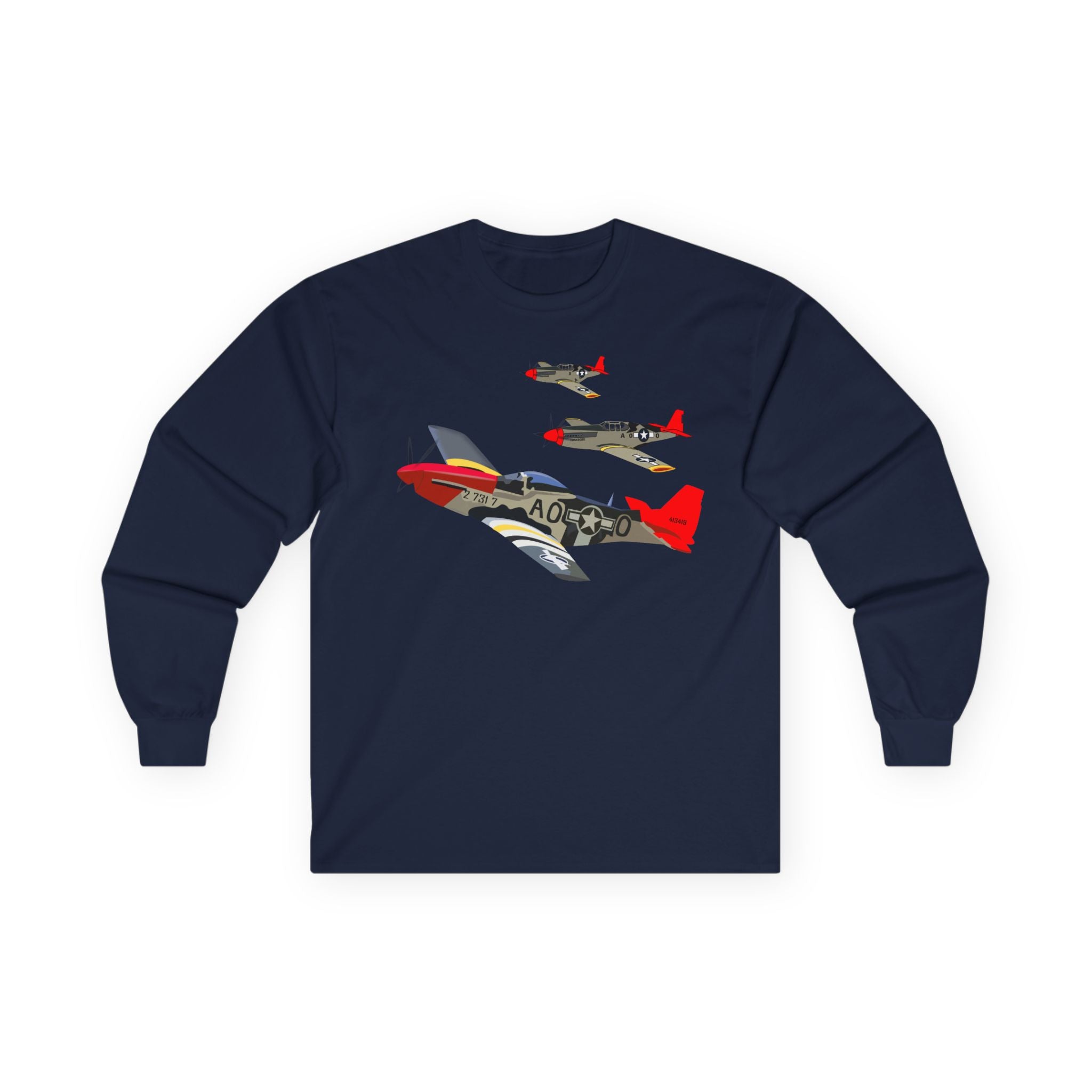 Unisex Long Sleeve Tee - Army - AAC - 332nd Fighter Group - 12th AF - Red Tails wo Txt