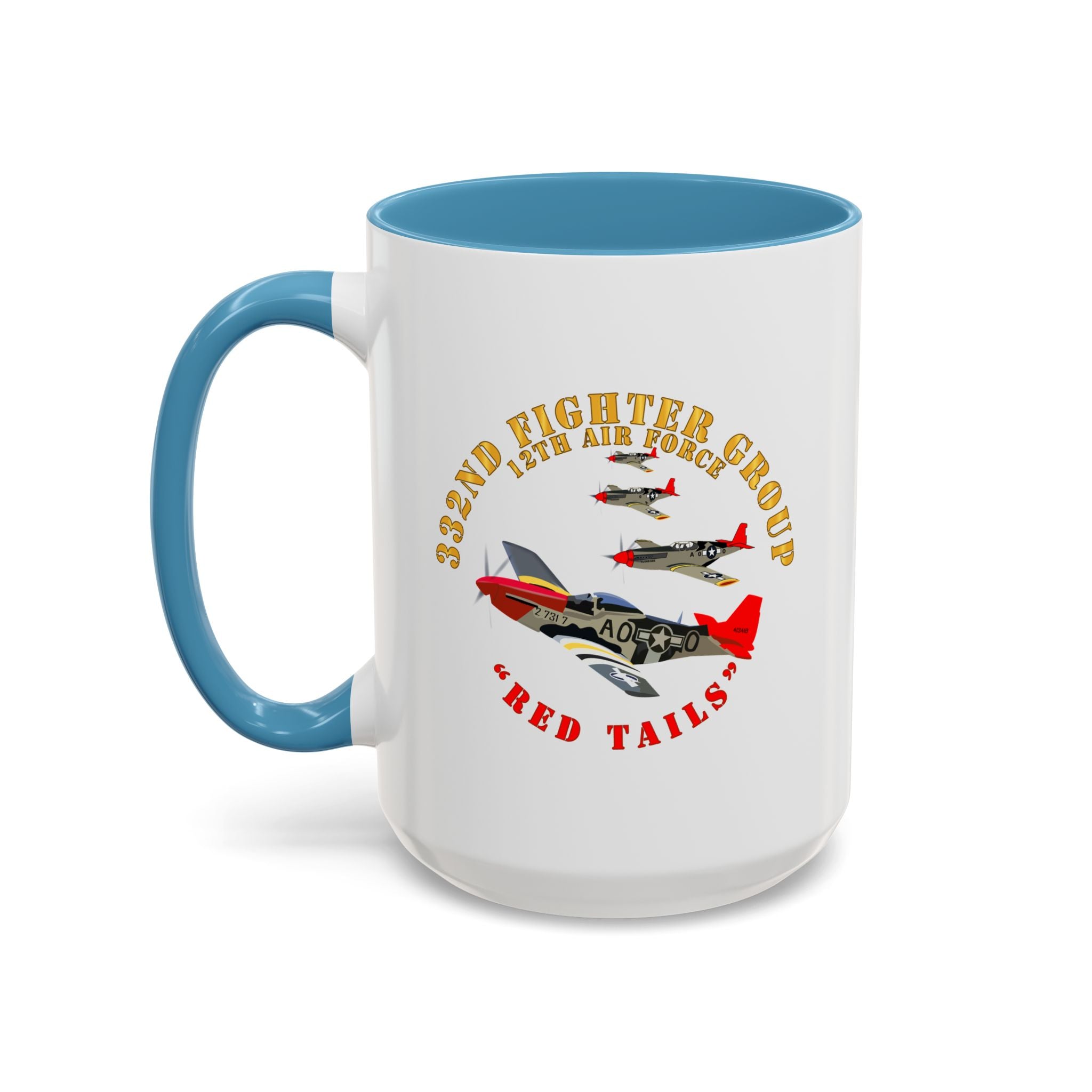 Accent Coffee Mug - Army - AAC - 332nd Fighter Group - 12th AF - Red Tails v1