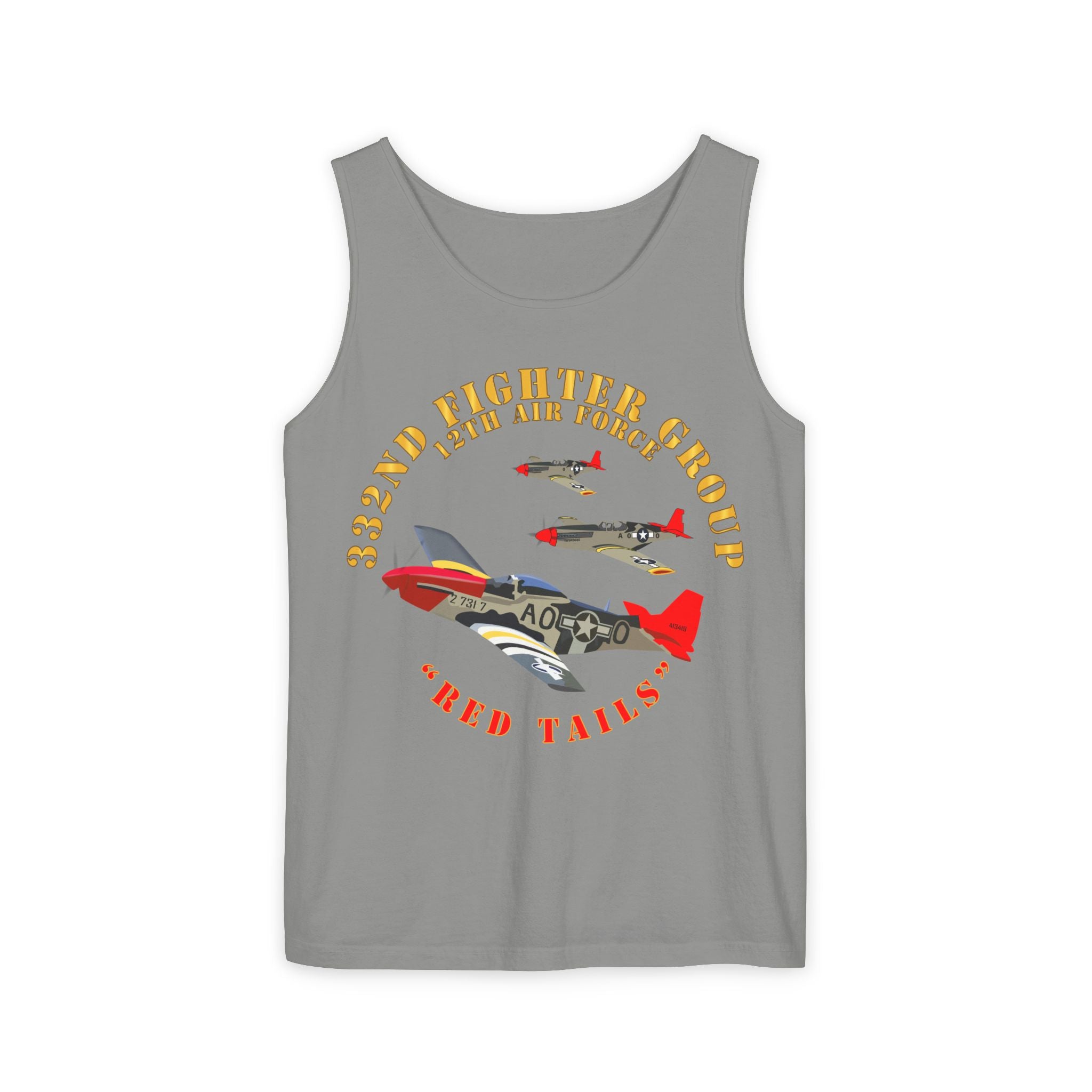 Unisex Garment-Dyed Tank Top - Army - AAC - 332nd Fighter Group - 12th AF - Red Tails