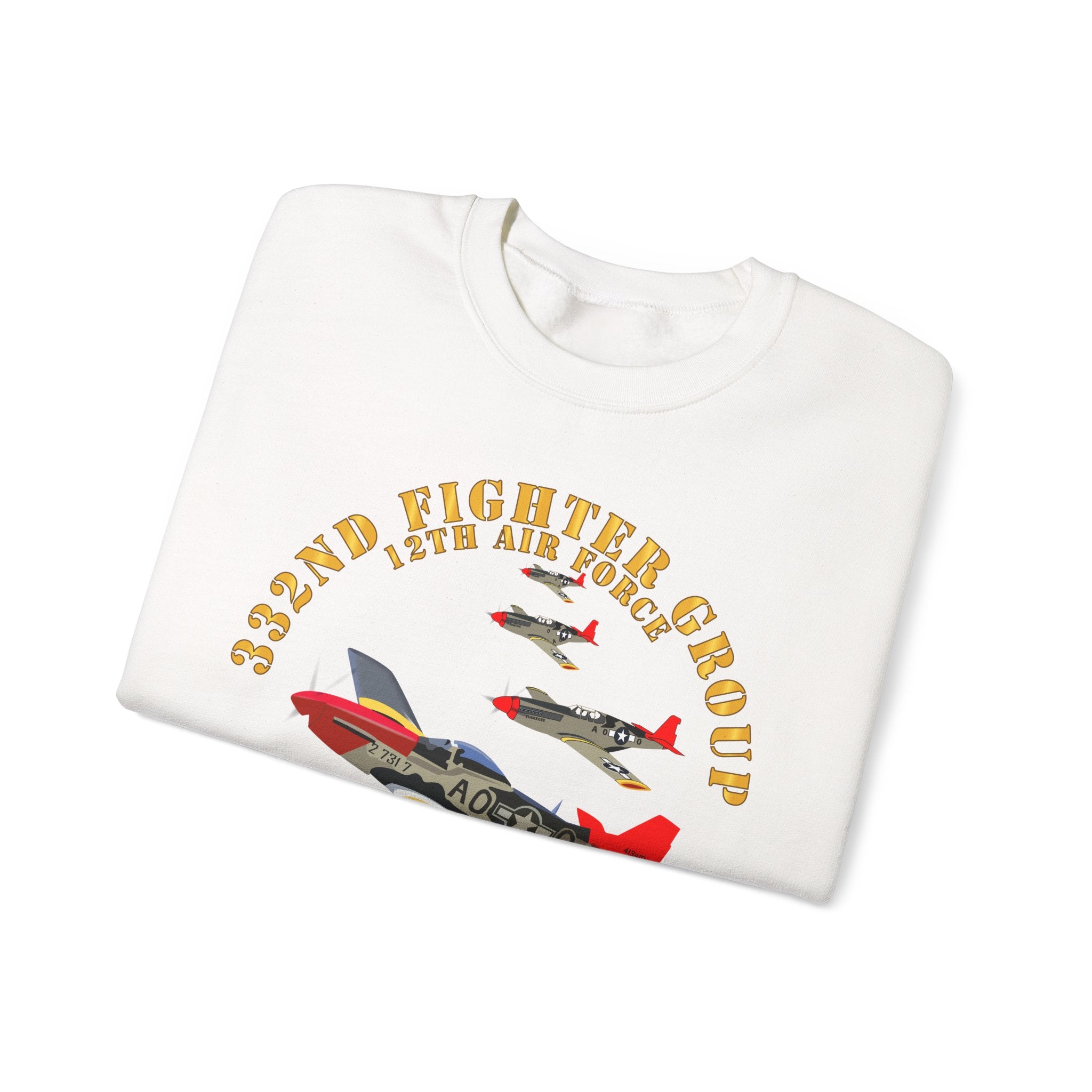 Crewneck Sweatshirt - Army - AAC - 332nd Fighter Group - 12th AF - Red Tails v1