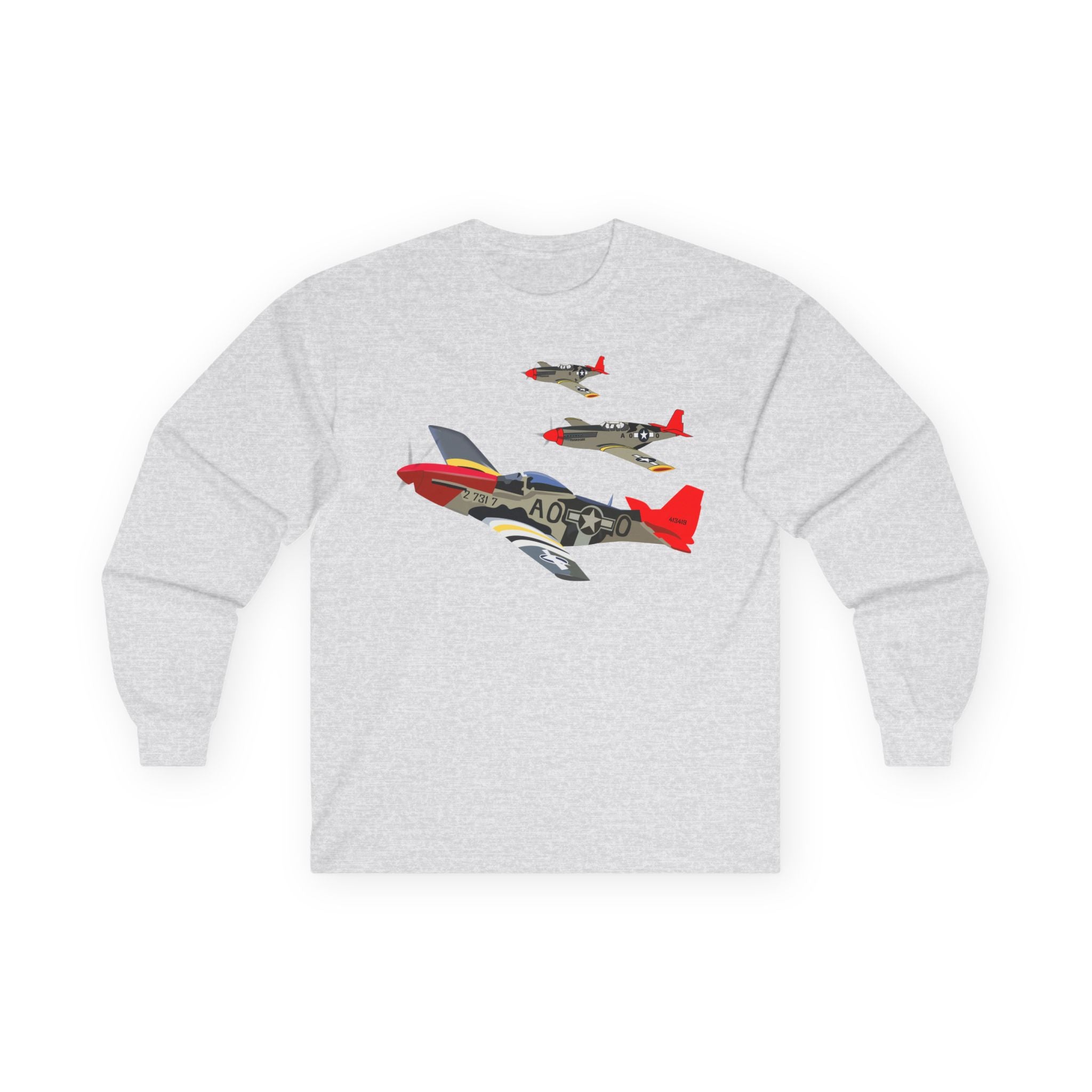 Unisex Long Sleeve Tee - Army - AAC - 332nd Fighter Group - 12th AF - Red Tails wo Txt