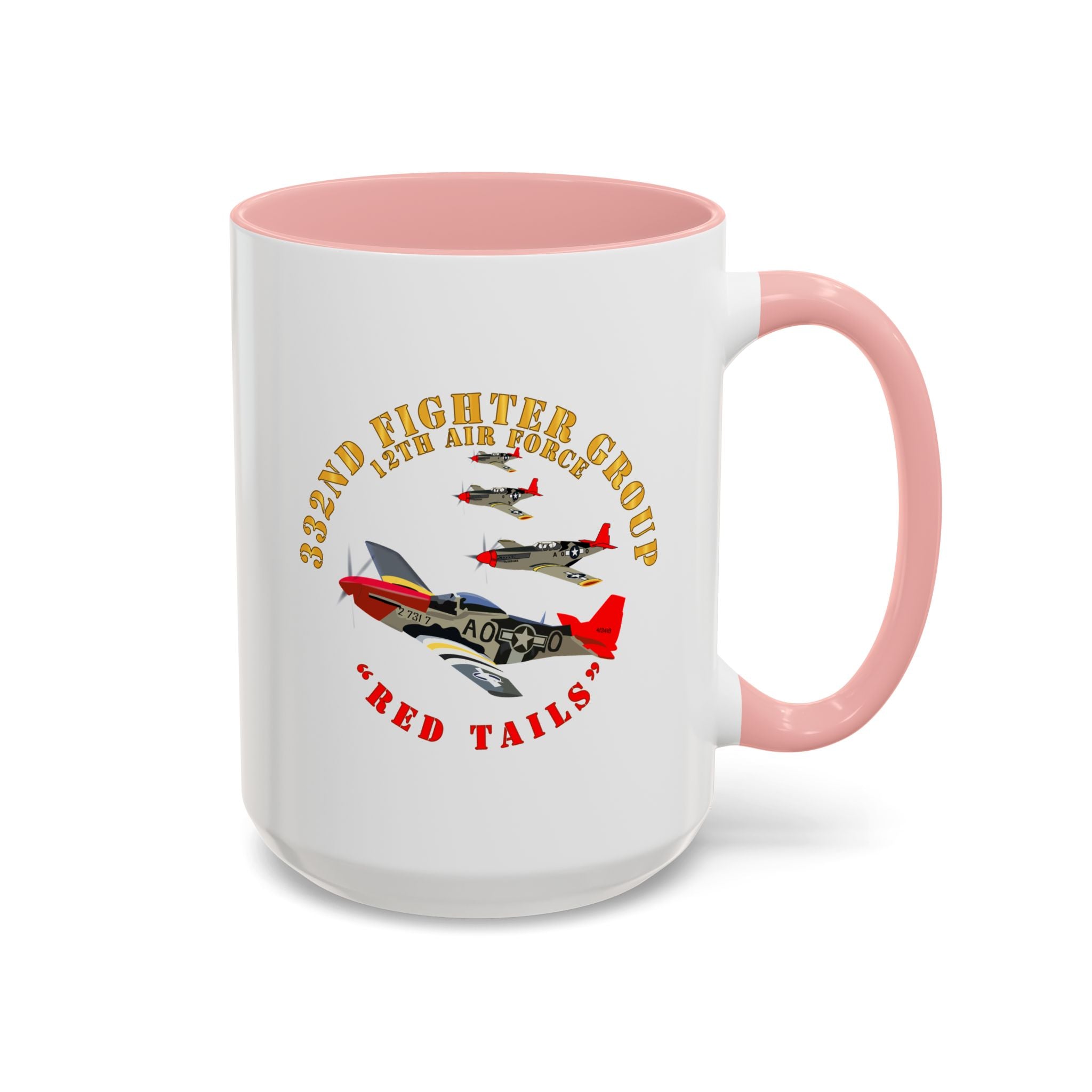 Accent Coffee Mug - Army - AAC - 332nd Fighter Group - 12th AF - Red Tails v1