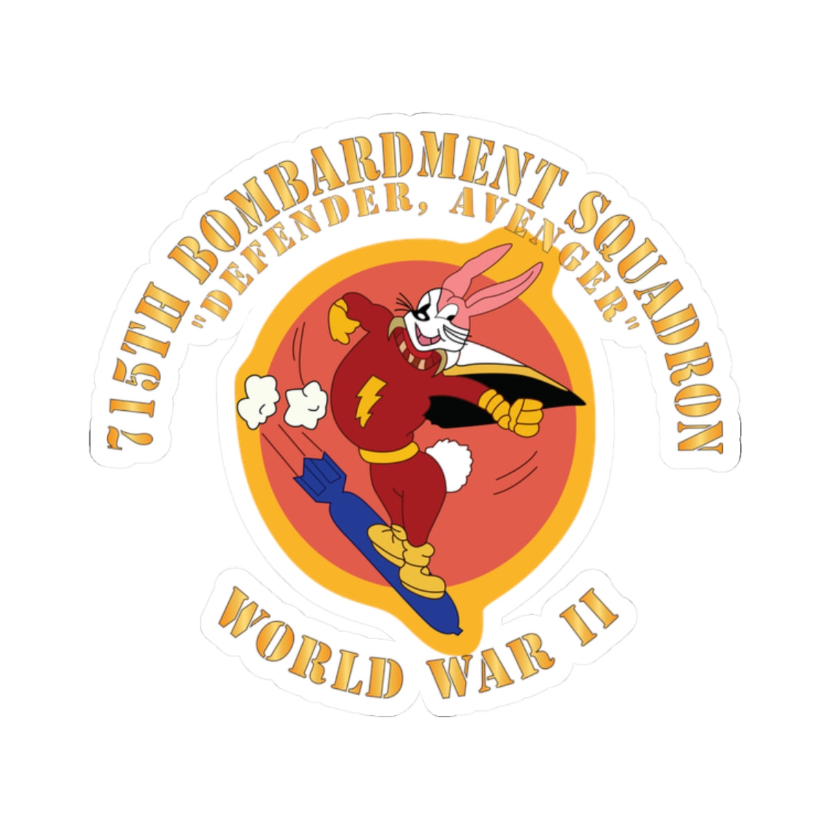 Kiss-Cut Stickers - ACC - 715th  Bombardment Squadron - Defender, Avenger - World War II X 300