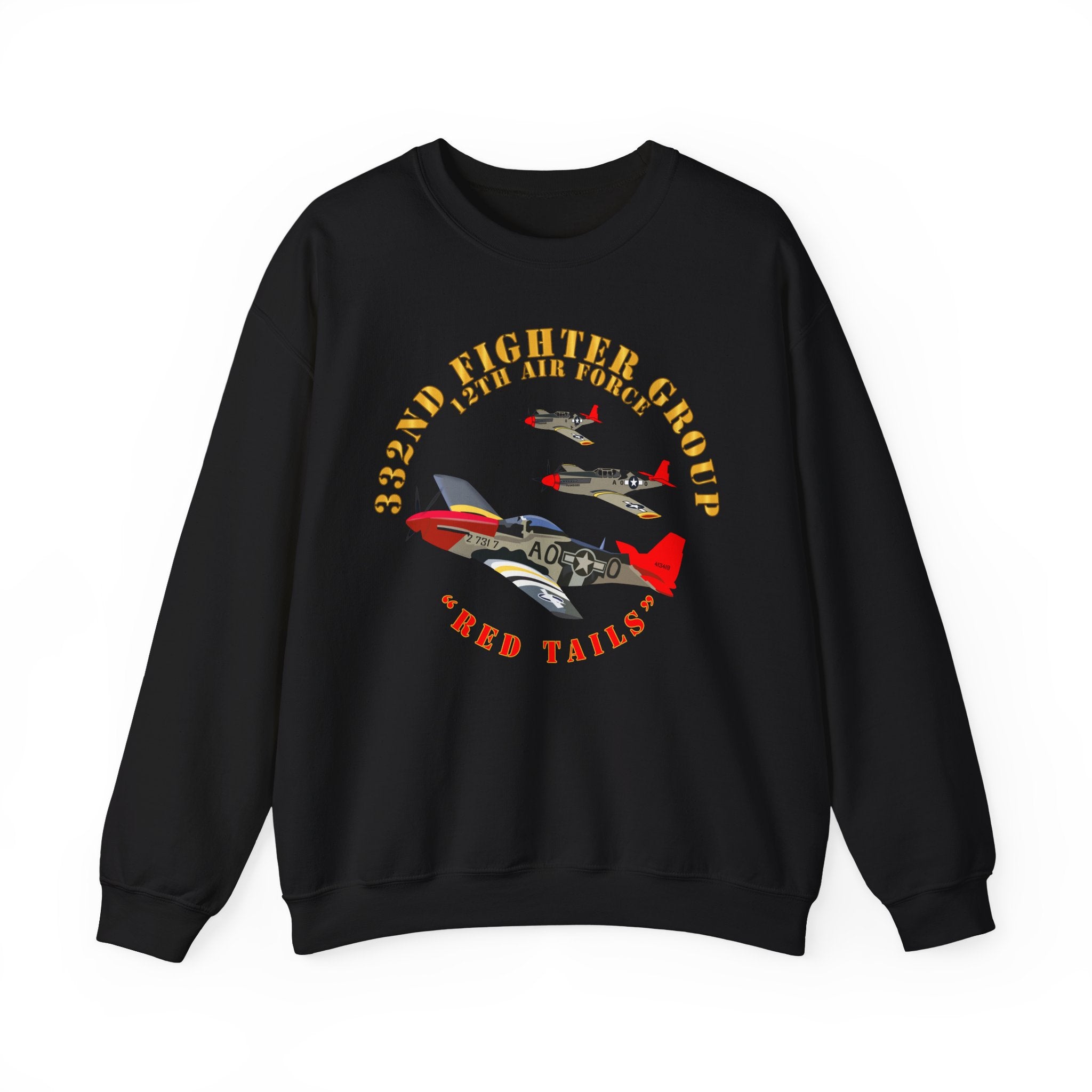 Crewneck Sweatshirt - Army - AAC - 332nd Fighter Group - 12th AF - Red Tails