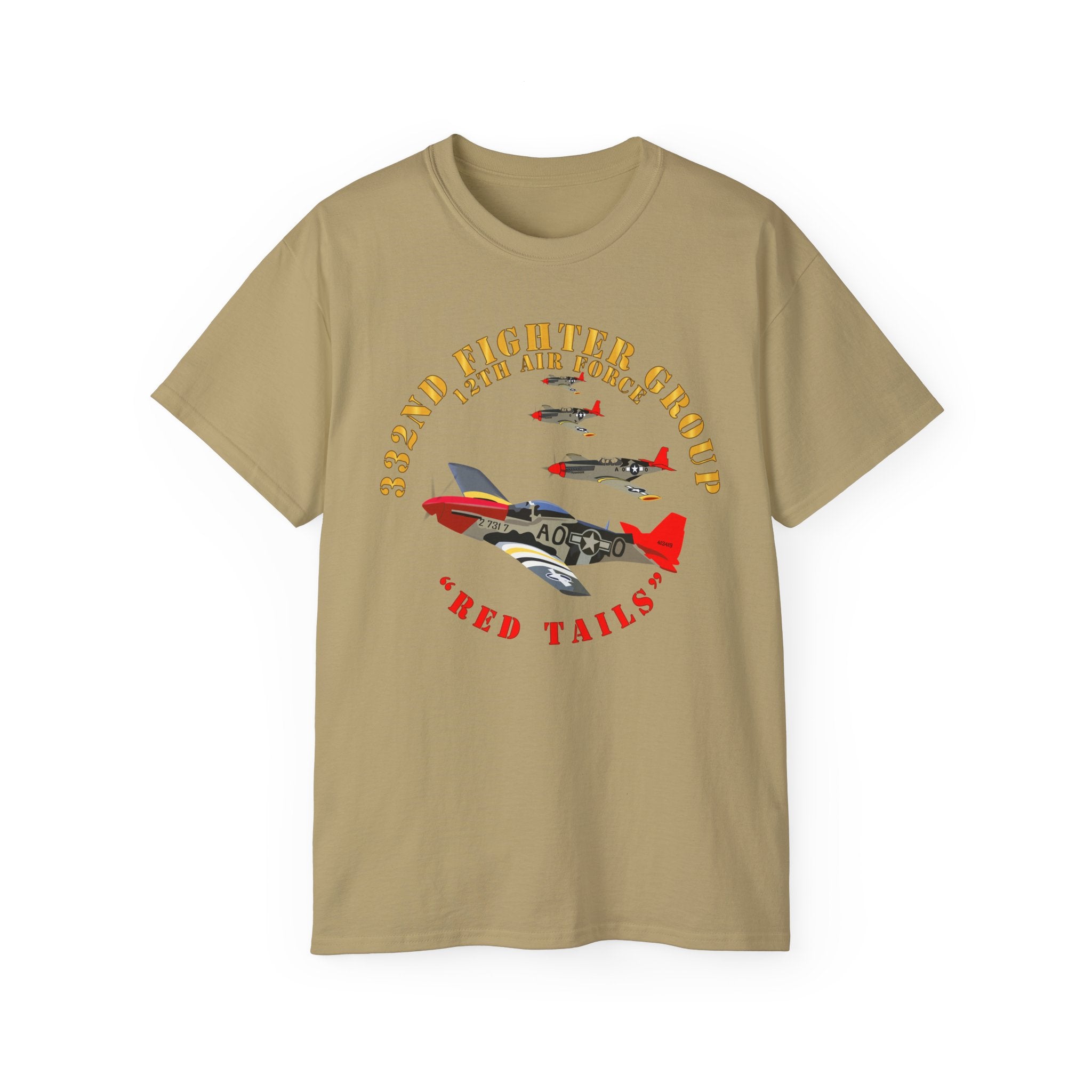 Unisex Ultra Cotton Tee - Army - AAC - 332nd Fighter Group - 12th AF - Red Tails v1