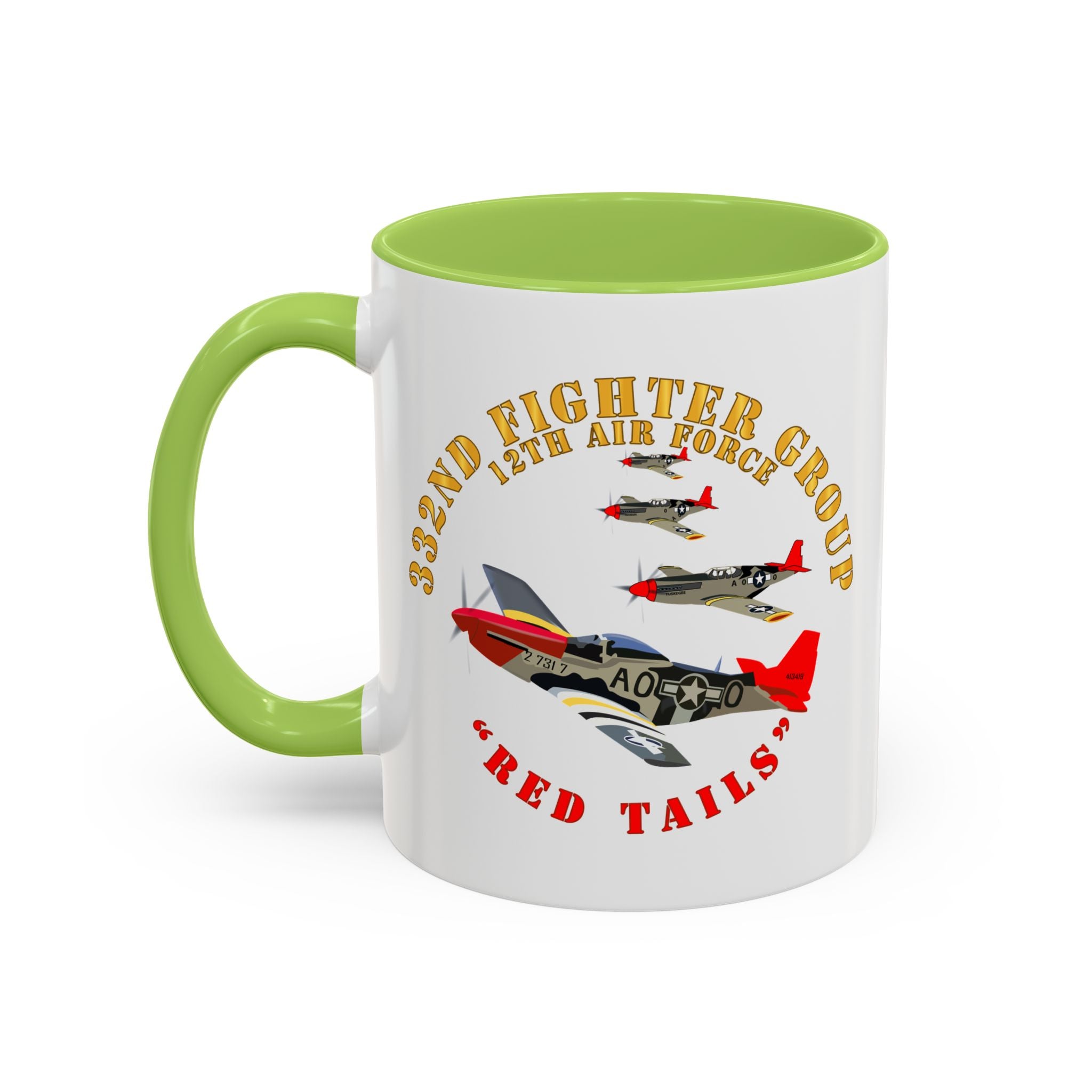 Accent Coffee Mug - Army - AAC - 332nd Fighter Group - 12th AF - Red Tails v1