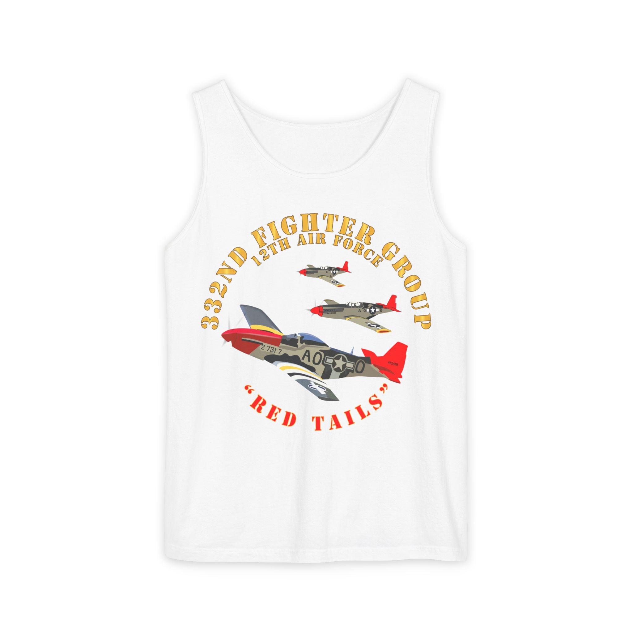 Unisex Garment-Dyed Tank Top - Army - AAC - 332nd Fighter Group - 12th AF - Red Tails