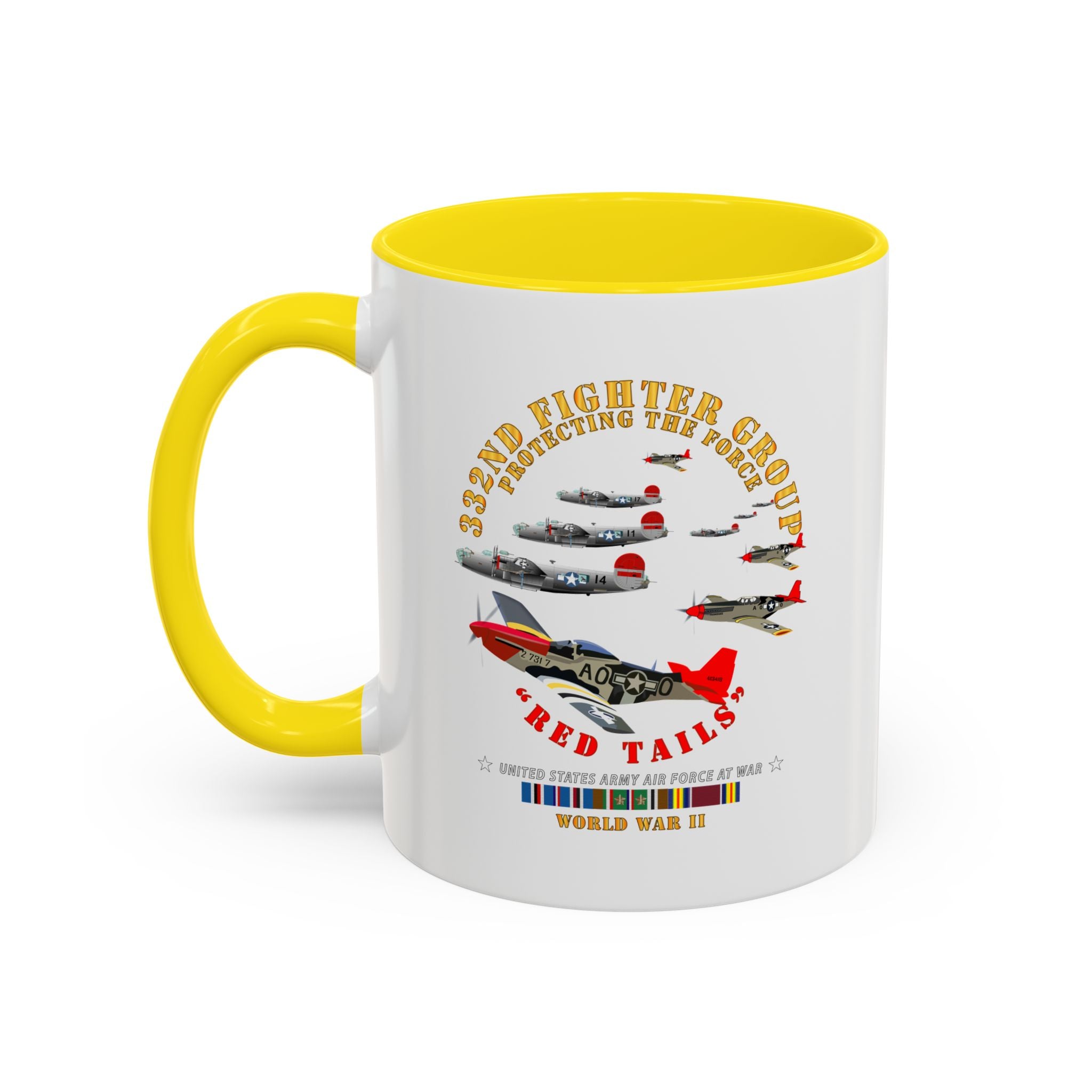 Accent Coffee Mug - Army - AAC - 332nd Fighter Group - Red Tails - Protect Force