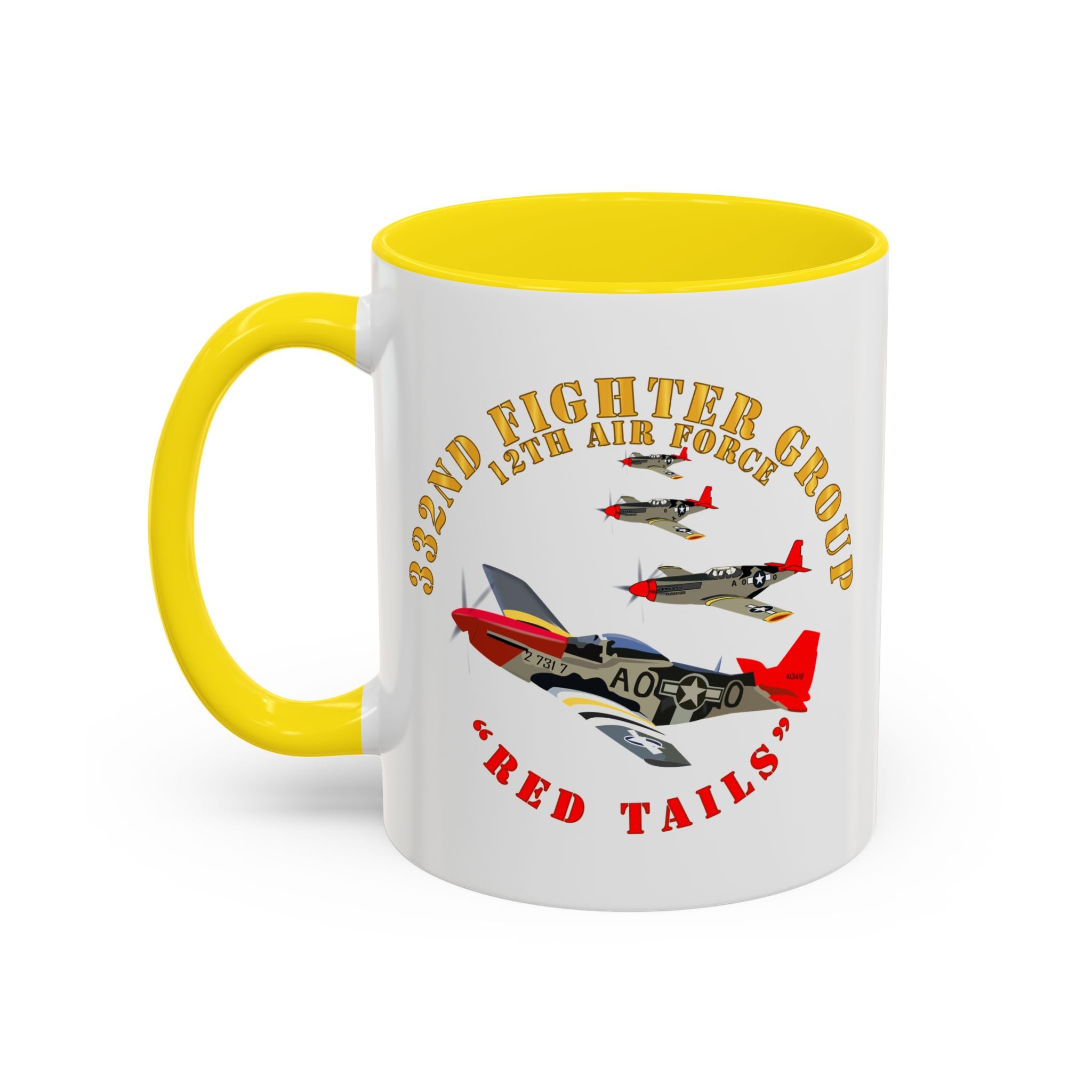 Accent Coffee Mug - Army - AAC - 332nd Fighter Group - 12th AF - Red Tails v1