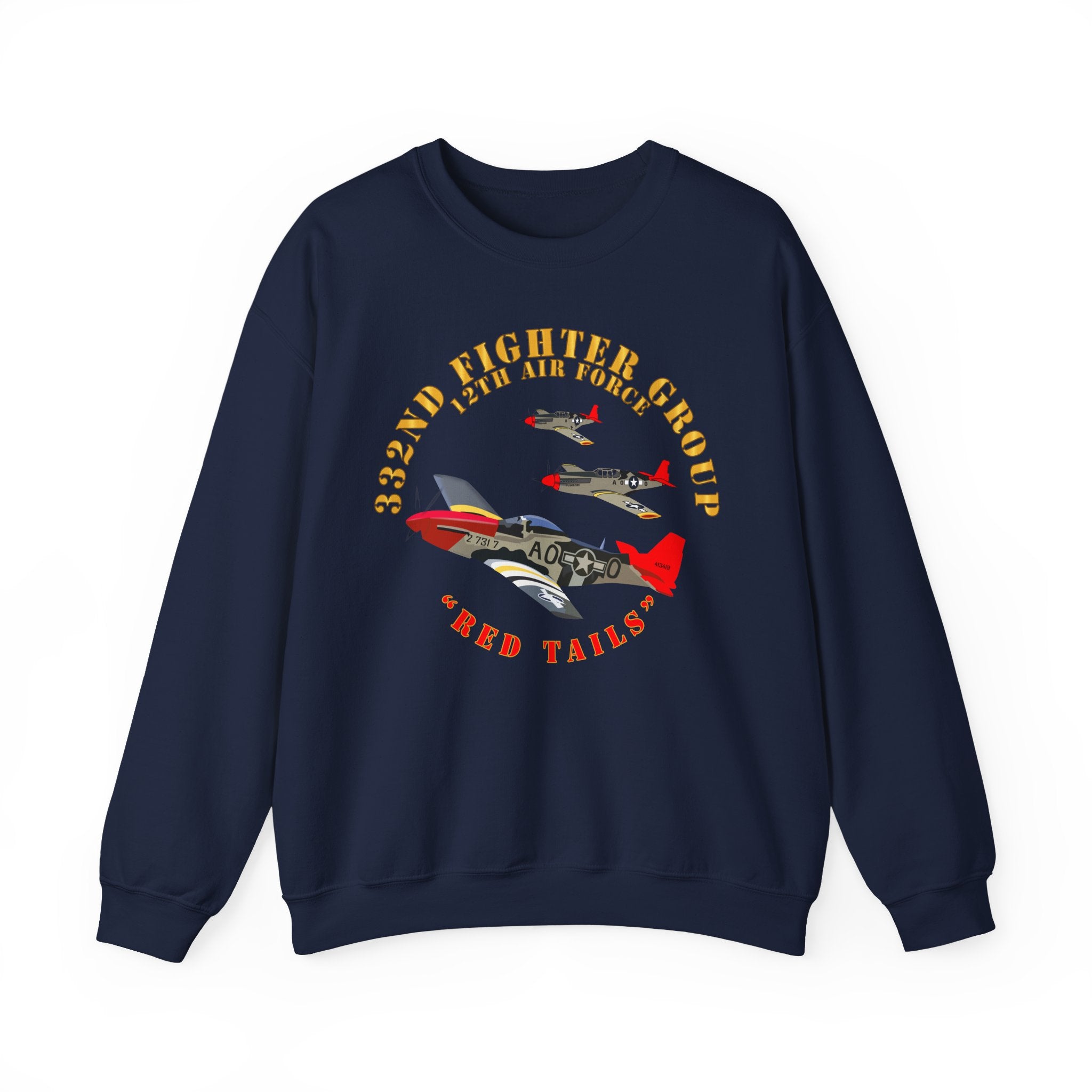 Crewneck Sweatshirt - Army - AAC - 332nd Fighter Group - 12th AF - Red Tails