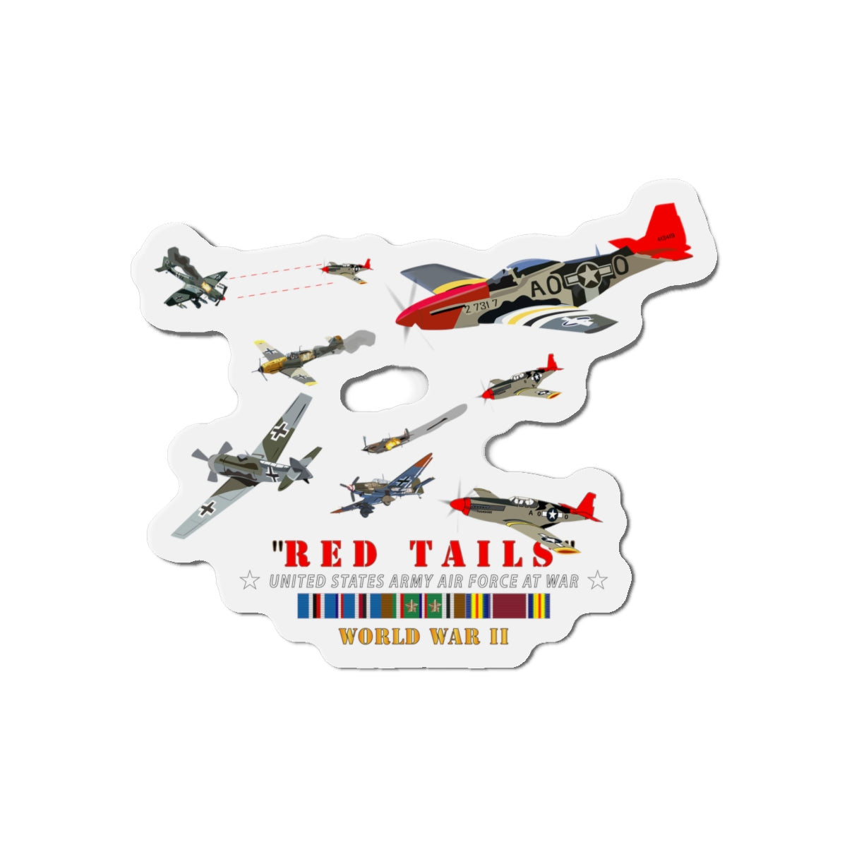 Die-Cut Magnets - Army - AAC - 332nd Fighter Group - Red Tails - At War