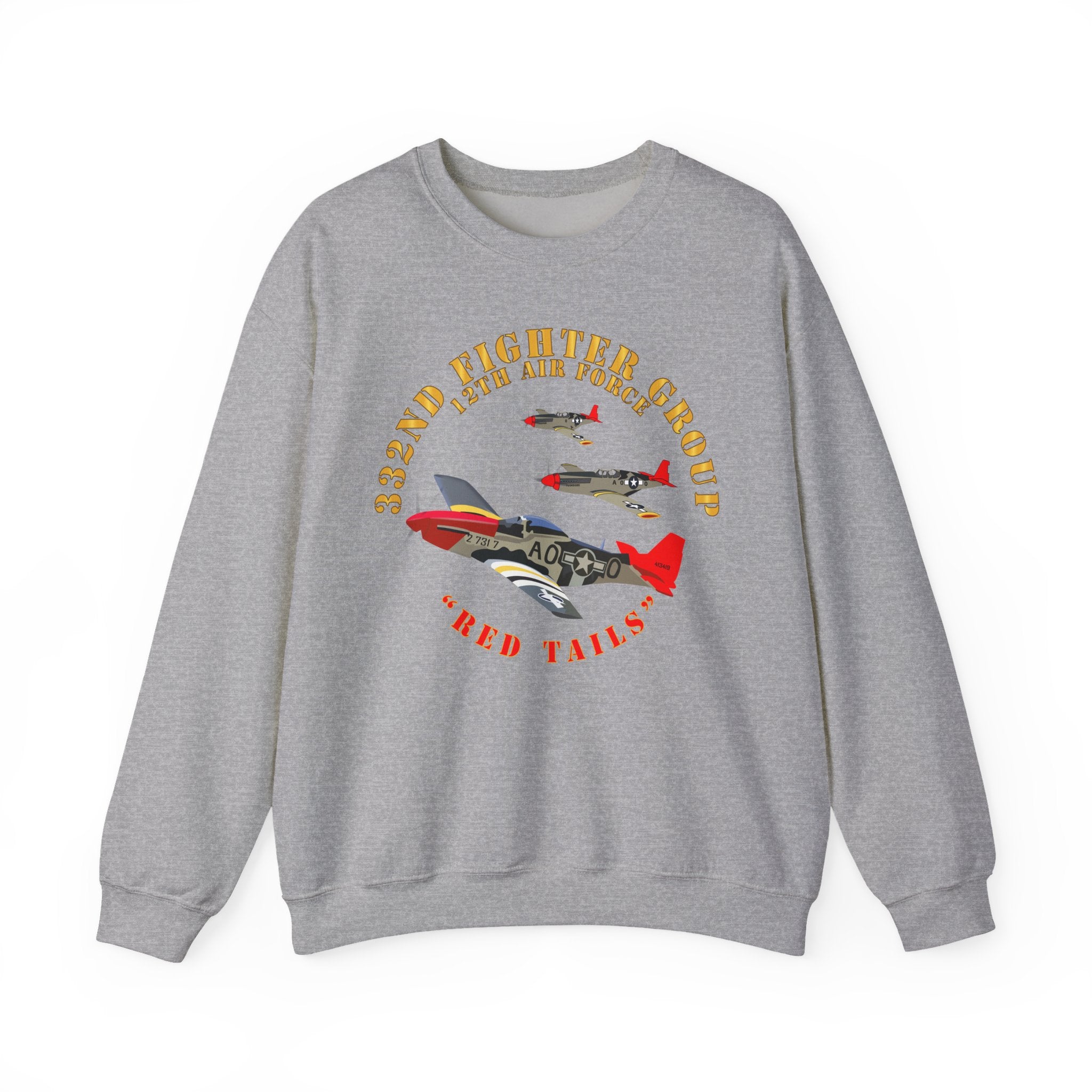 Crewneck Sweatshirt - Army - AAC - 332nd Fighter Group - 12th AF - Red Tails