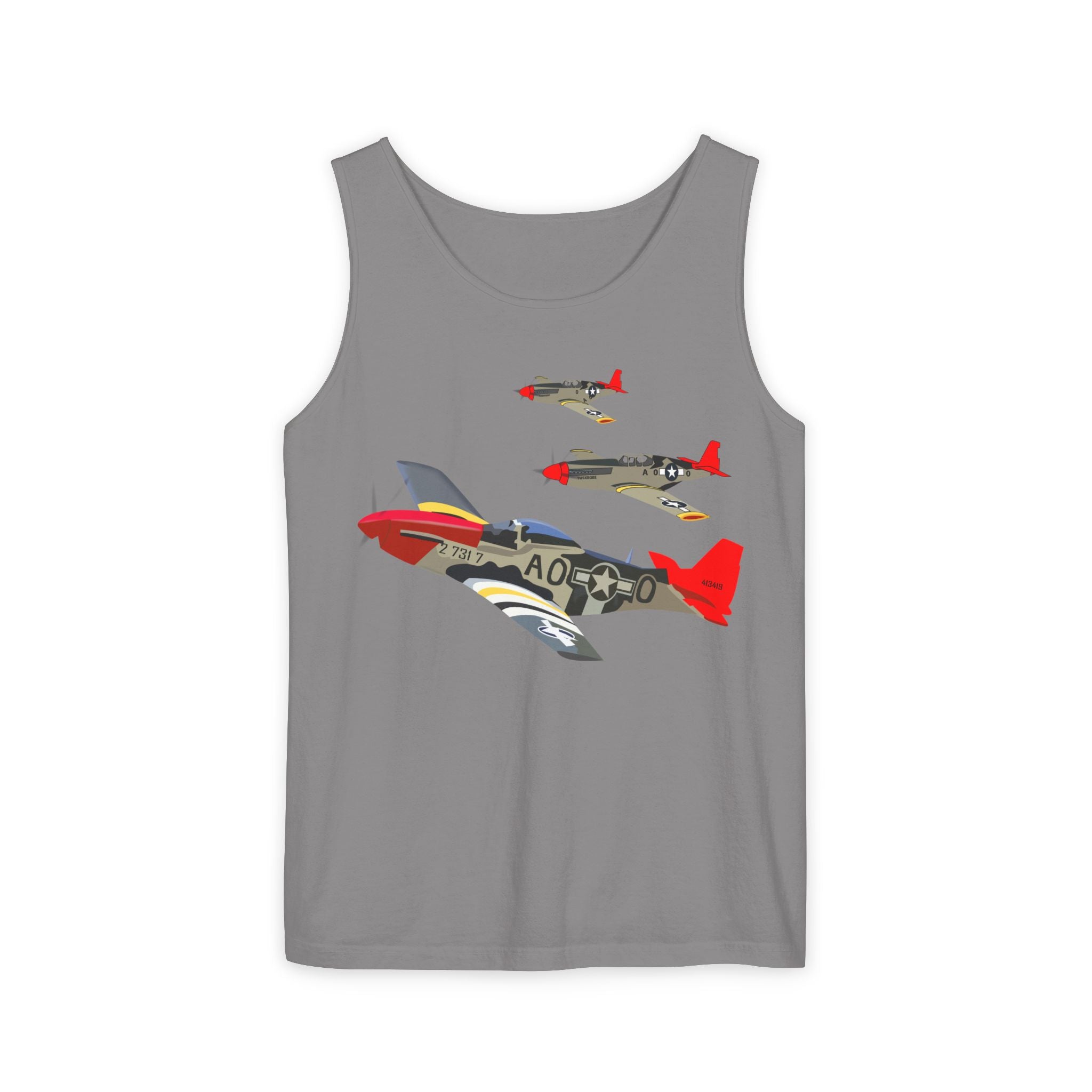 Unisex Garment-Dyed Tank Top - Army - AAC - 332nd Fighter Group - 12th AF - Red Tails wo Txt