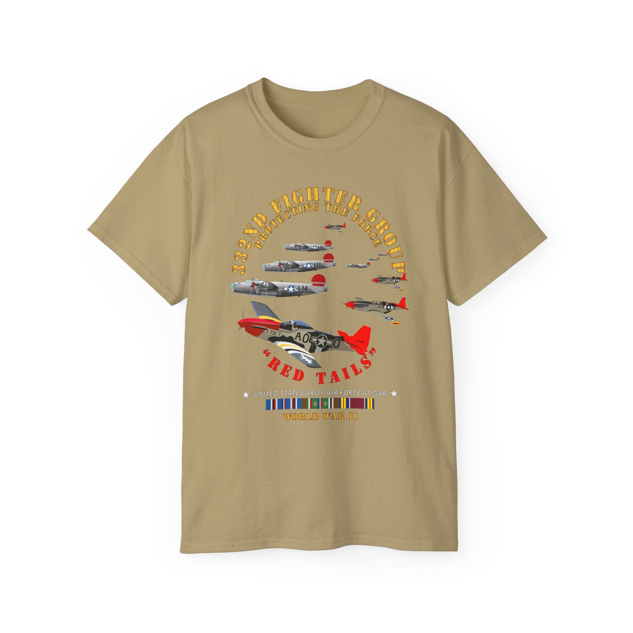Unisex Ultra Cotton Tee - Army - AAC - 332nd Fighter Group - Red Tails - Protect Force