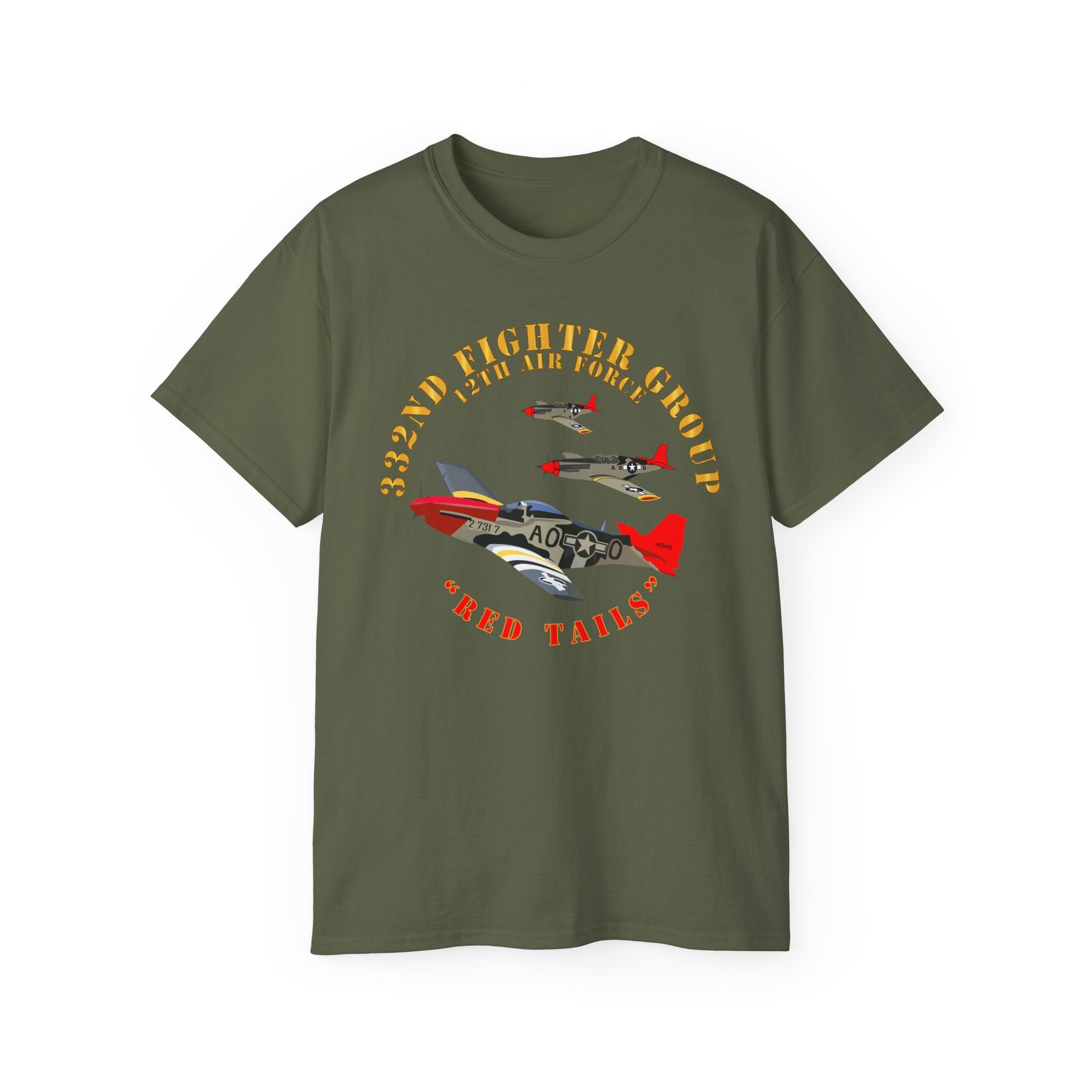 Unisex Ultra Cotton Tee - Army - AAC - 332nd Fighter Group - 12th AF - Red Tails