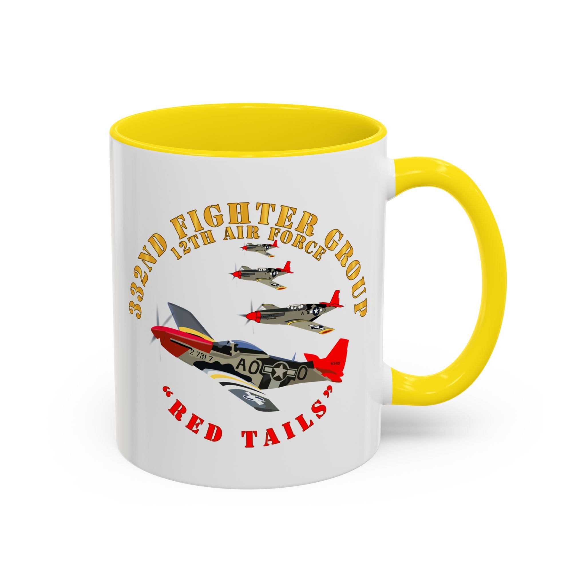Accent Coffee Mug - Army - AAC - 332nd Fighter Group - 12th AF - Red Tails v1
