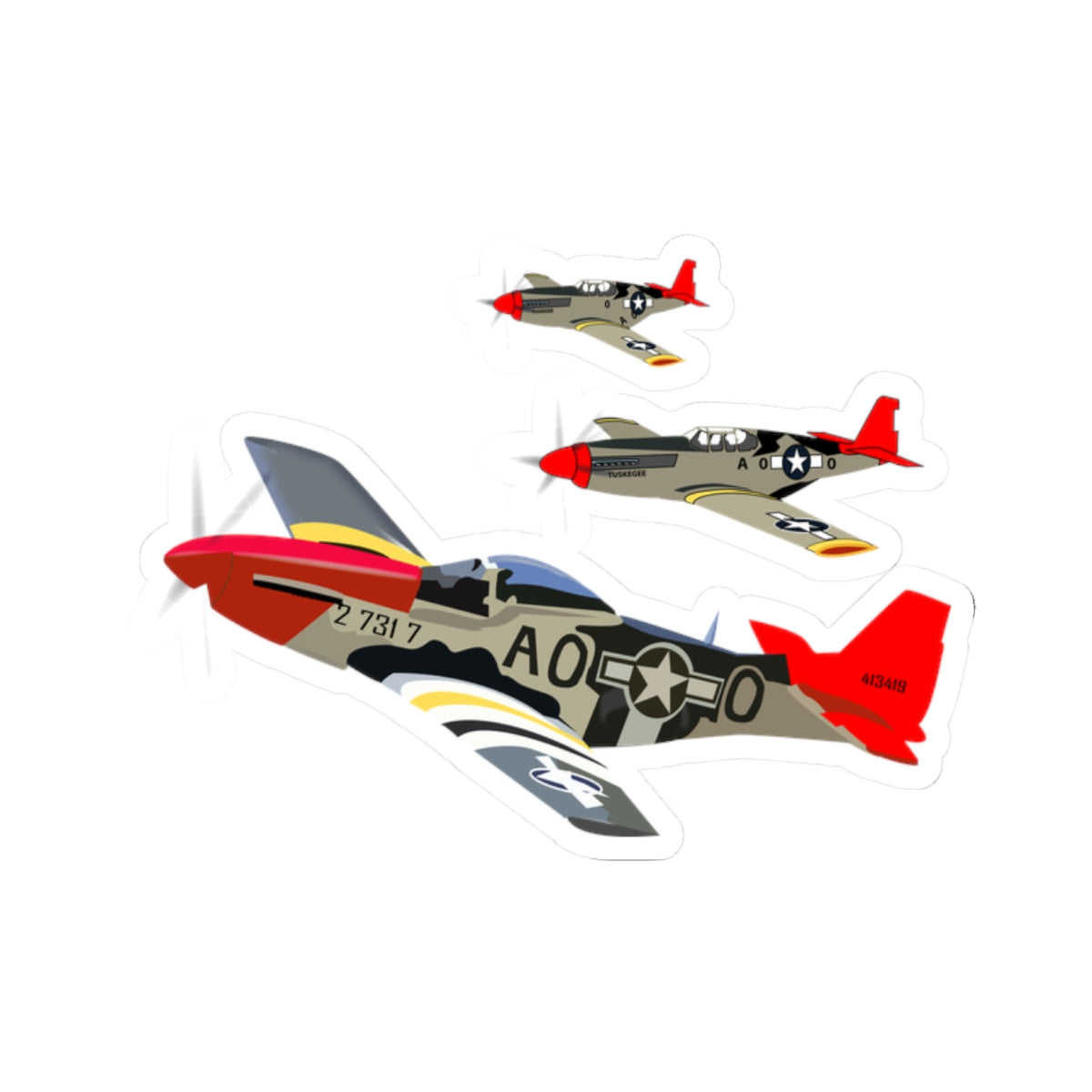 Kiss-Cut Stickers - Army - AAC - 332nd Fighter Group - 12th AF - Red Tails wo Txt
