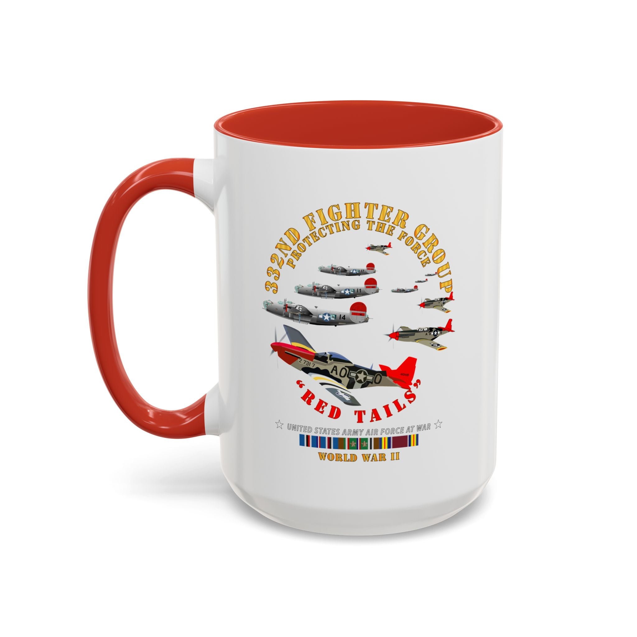 Accent Coffee Mug - Army - AAC - 332nd Fighter Group - Red Tails - Protect Force