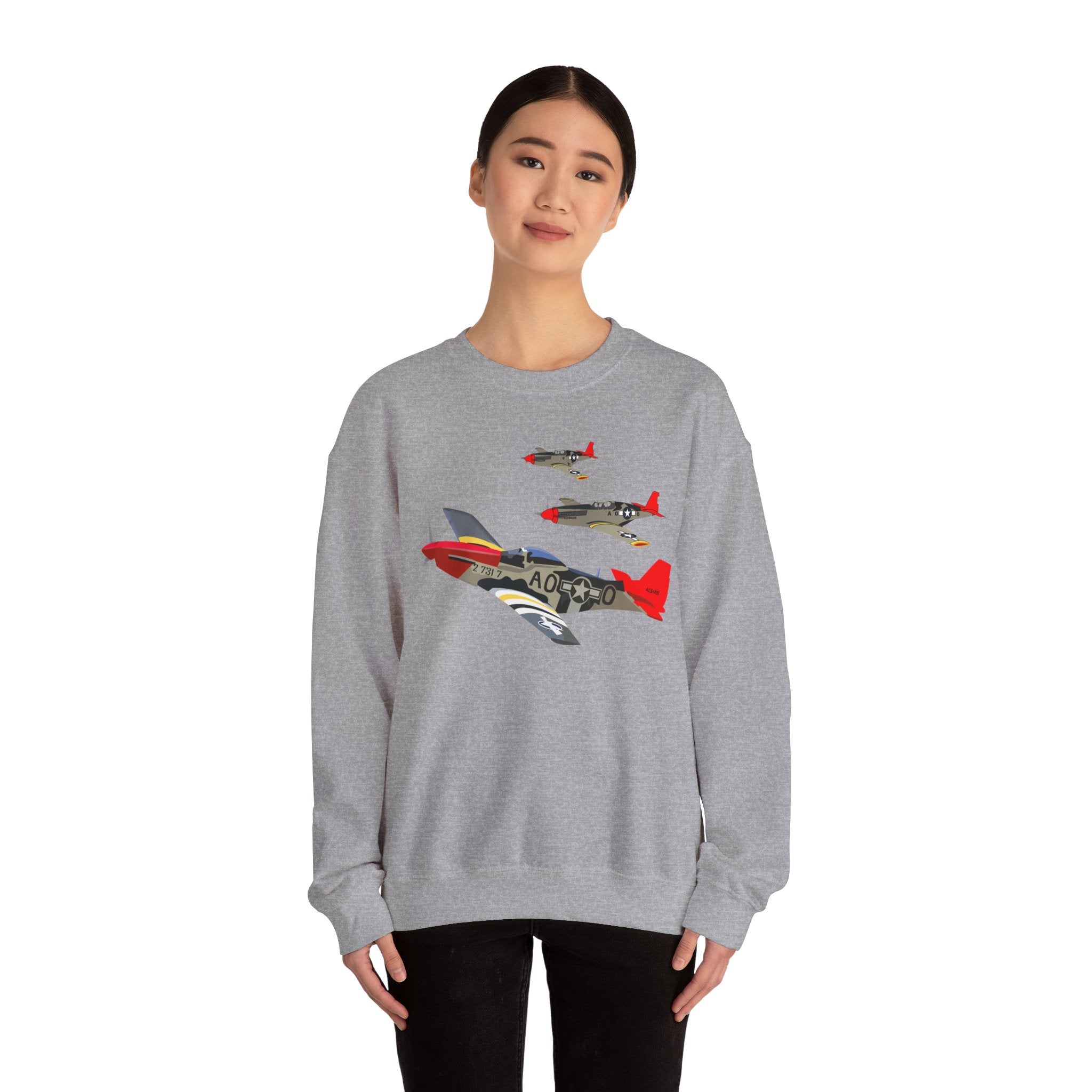 Crewneck Sweatshirt - Army - AAC - 332nd Fighter Group - 12th AF - Red Tails wo Txt